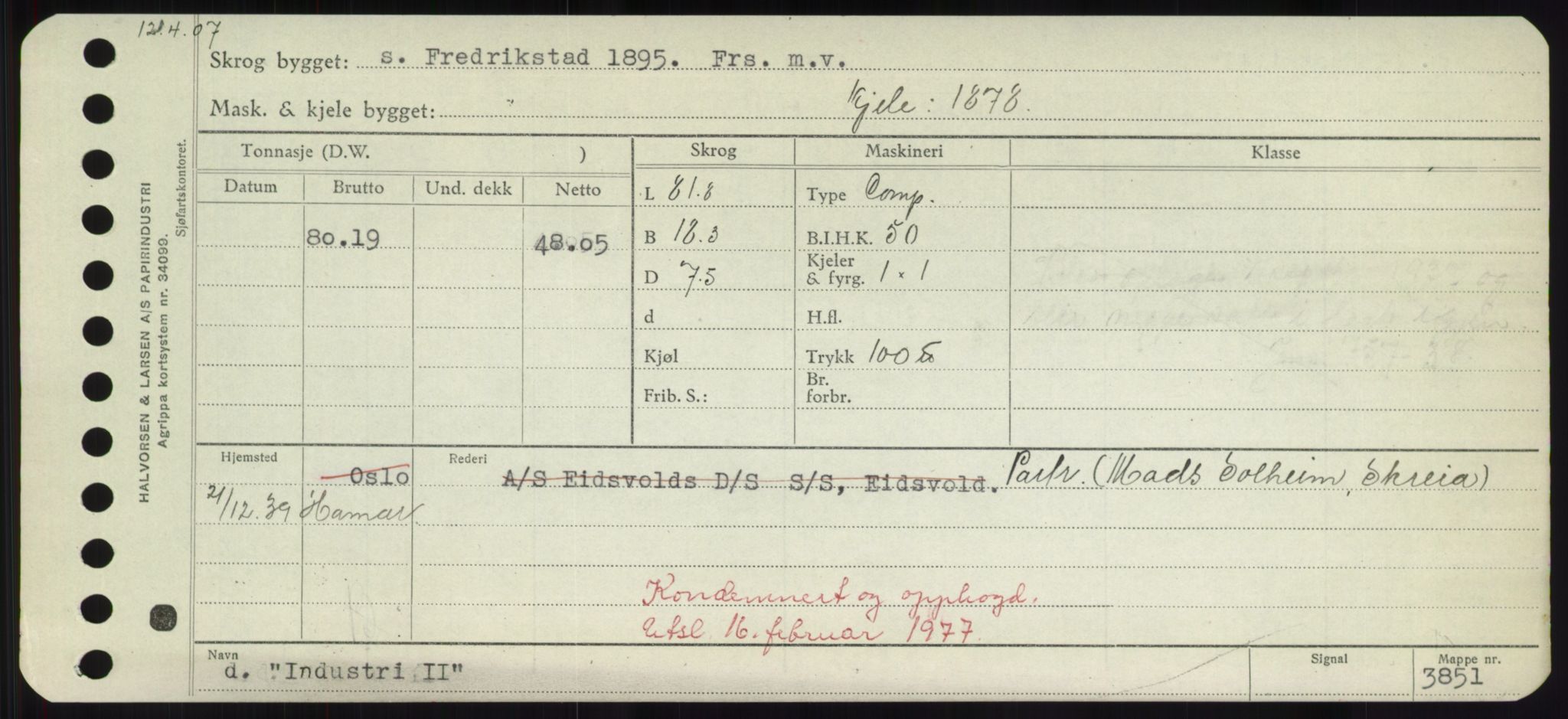 Sjøfartsdirektoratet med forløpere, Skipsmålingen, RA/S-1627/H/Hd/L0018: Fartøy, I, p. 105