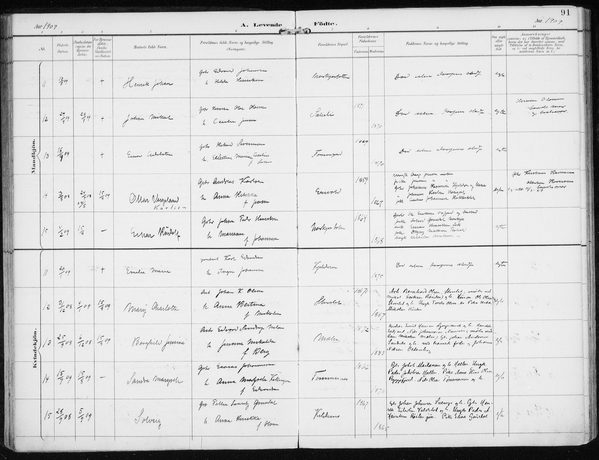 Skjervøy sokneprestkontor, AV/SATØ-S-1300/H/Ha/Haa/L0017kirke: Parish register (official) no. 17, 1895-1911, p. 91