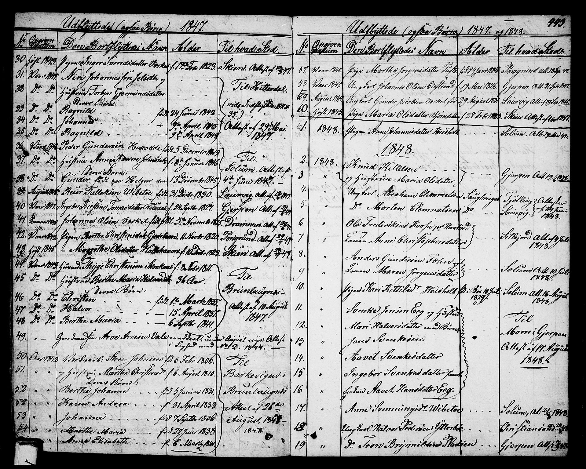 Holla kirkebøker, SAKO/A-272/G/Ga/L0002: Parish register (copy) no. I 2, 1830-1848, p. 443