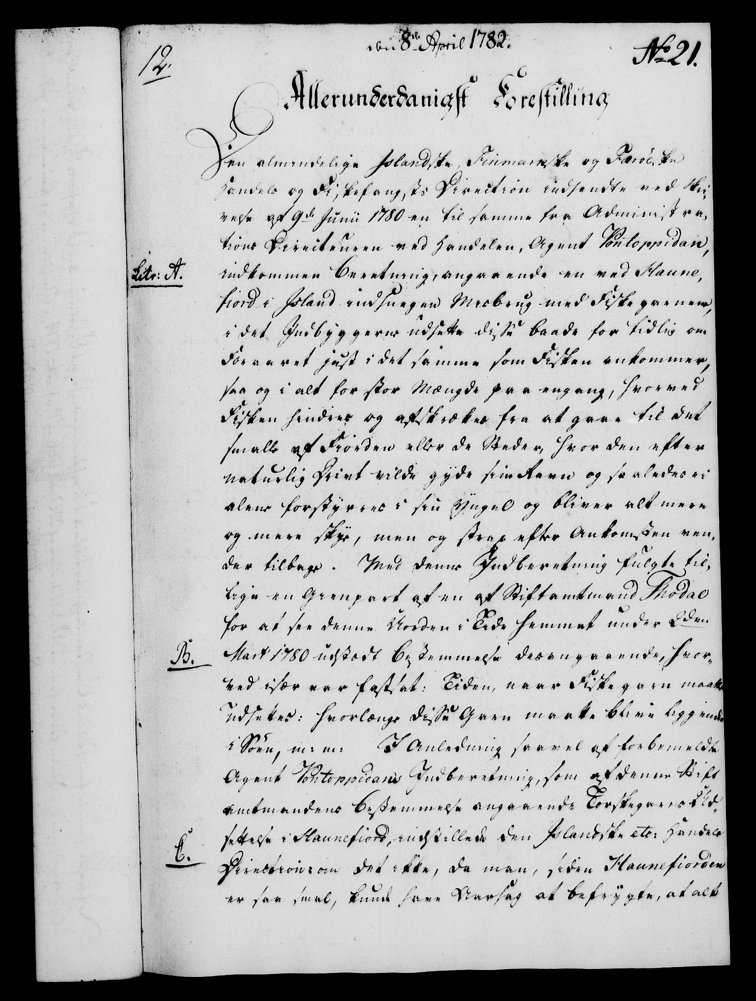 Rentekammeret, Kammerkanselliet, RA/EA-3111/G/Gf/Gfa/L0064: Norsk relasjons- og resolusjonsprotokoll (merket RK 52.64), 1782, p. 184