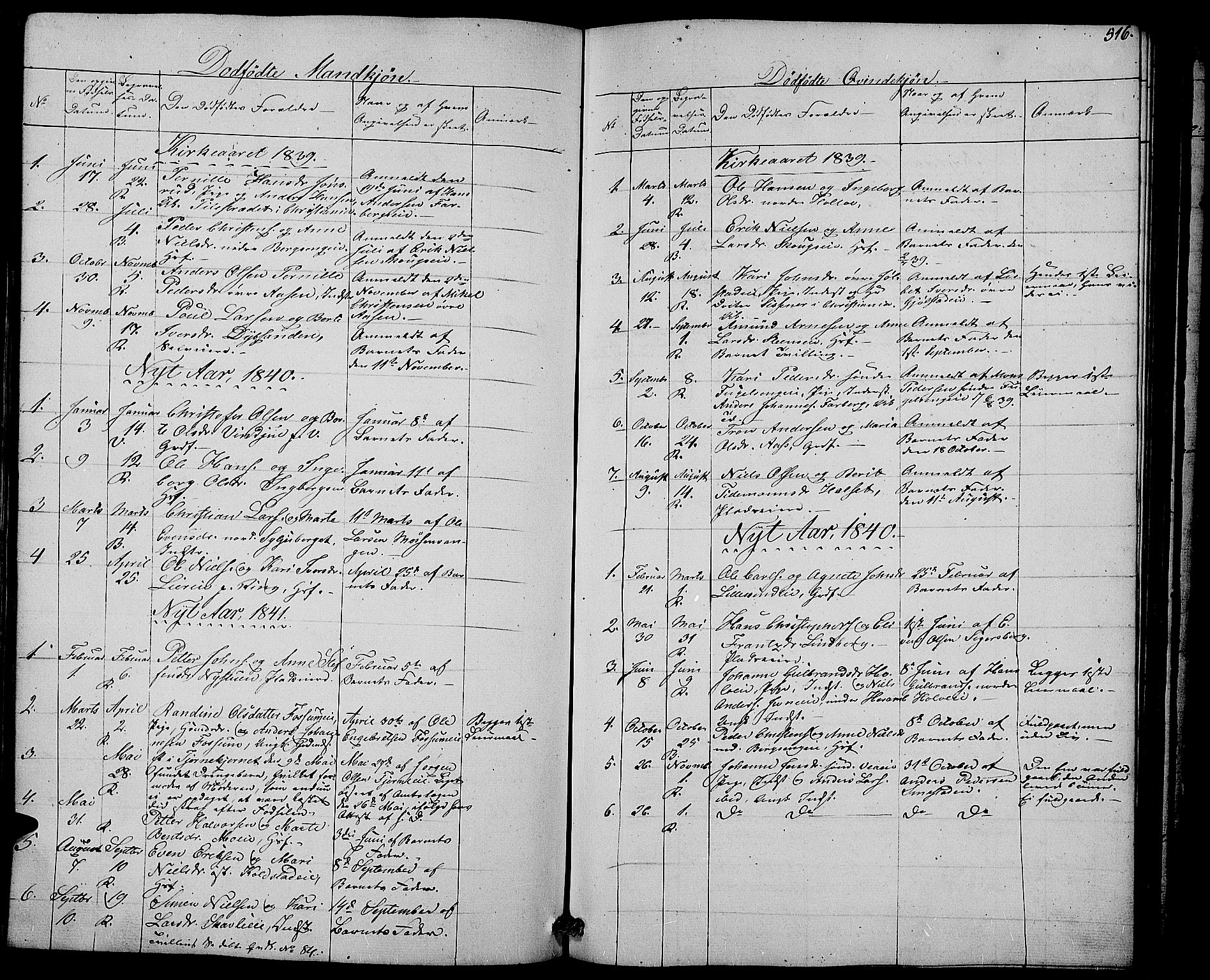 Ringsaker prestekontor, AV/SAH-PREST-014/L/La/L0005: Parish register (copy) no. 5, 1839-1850, p. 516