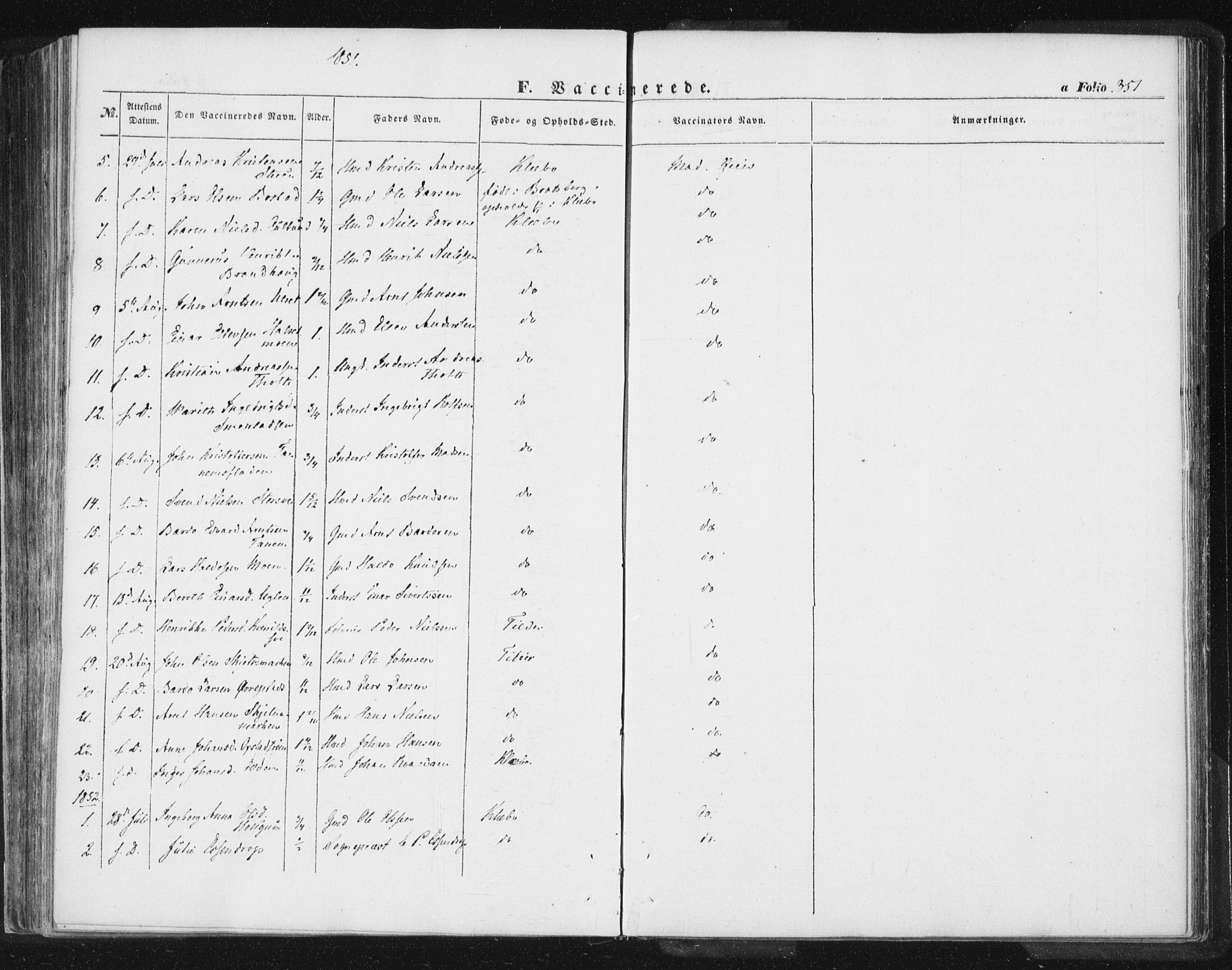 Ministerialprotokoller, klokkerbøker og fødselsregistre - Sør-Trøndelag, SAT/A-1456/618/L0441: Parish register (official) no. 618A05, 1843-1862, p. 351