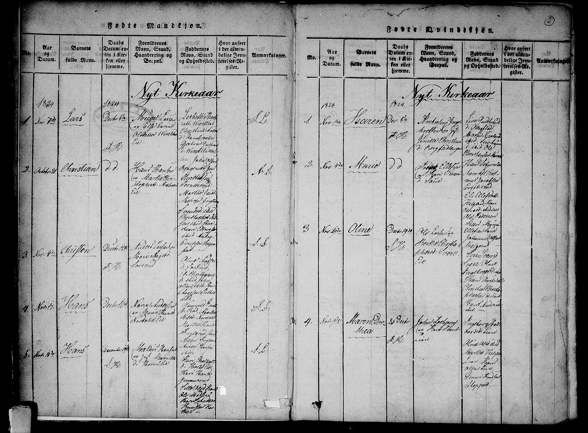 Lier kirkebøker, AV/SAKO-A-230/F/Fa/L0009: Parish register (official) no. I 9, 1824-1827, p. 2