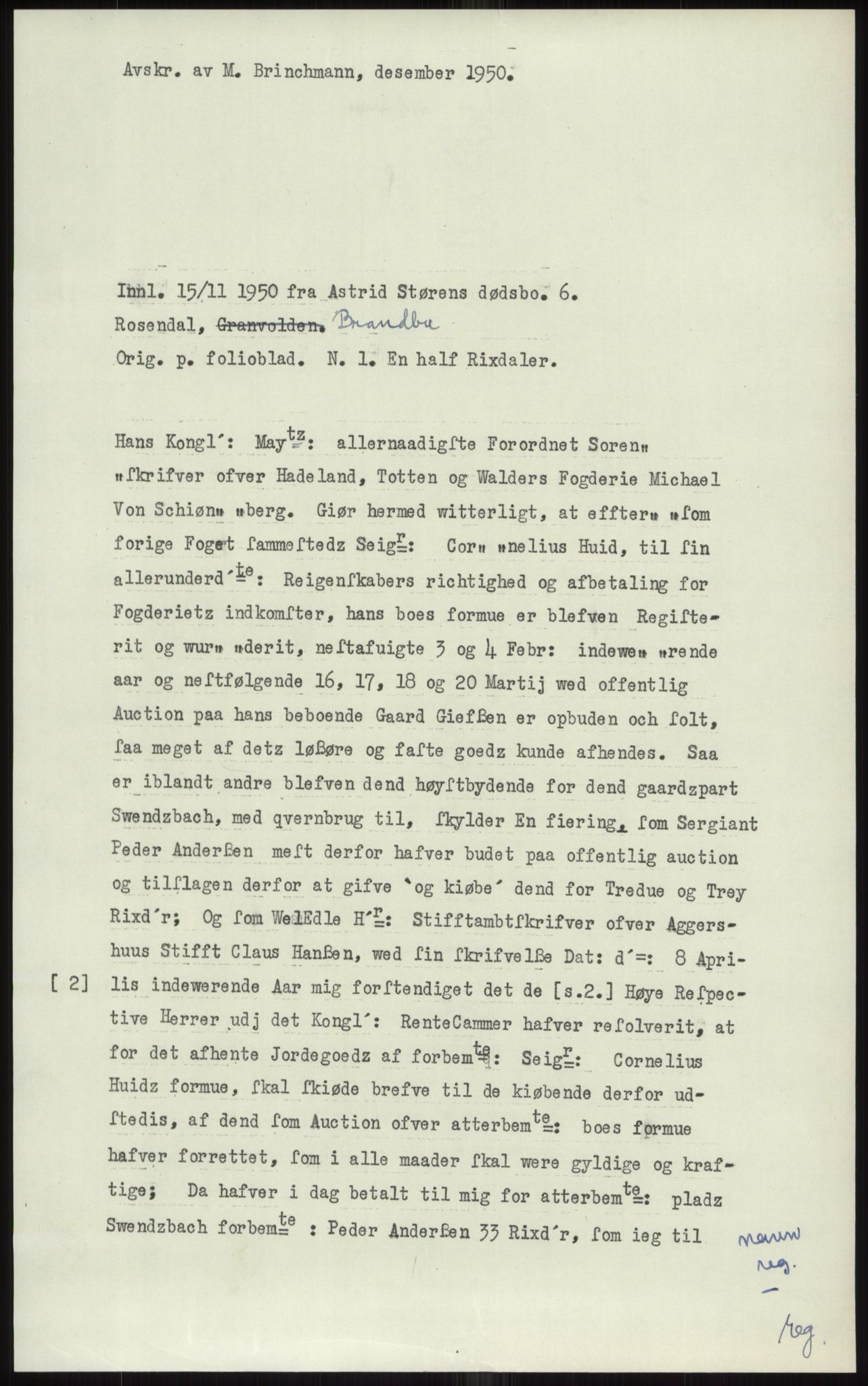 Samlinger til kildeutgivelse, Diplomavskriftsamlingen, RA/EA-4053/H/Ha, p. 109