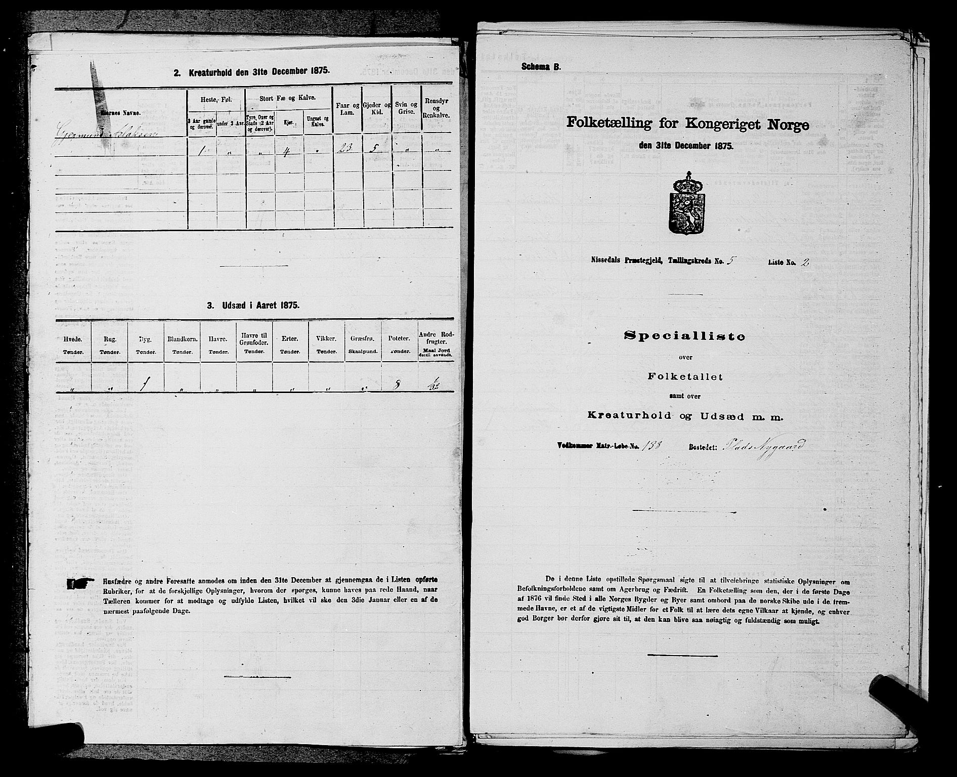 SAKO, 1875 census for 0830P Nissedal, 1875, p. 353