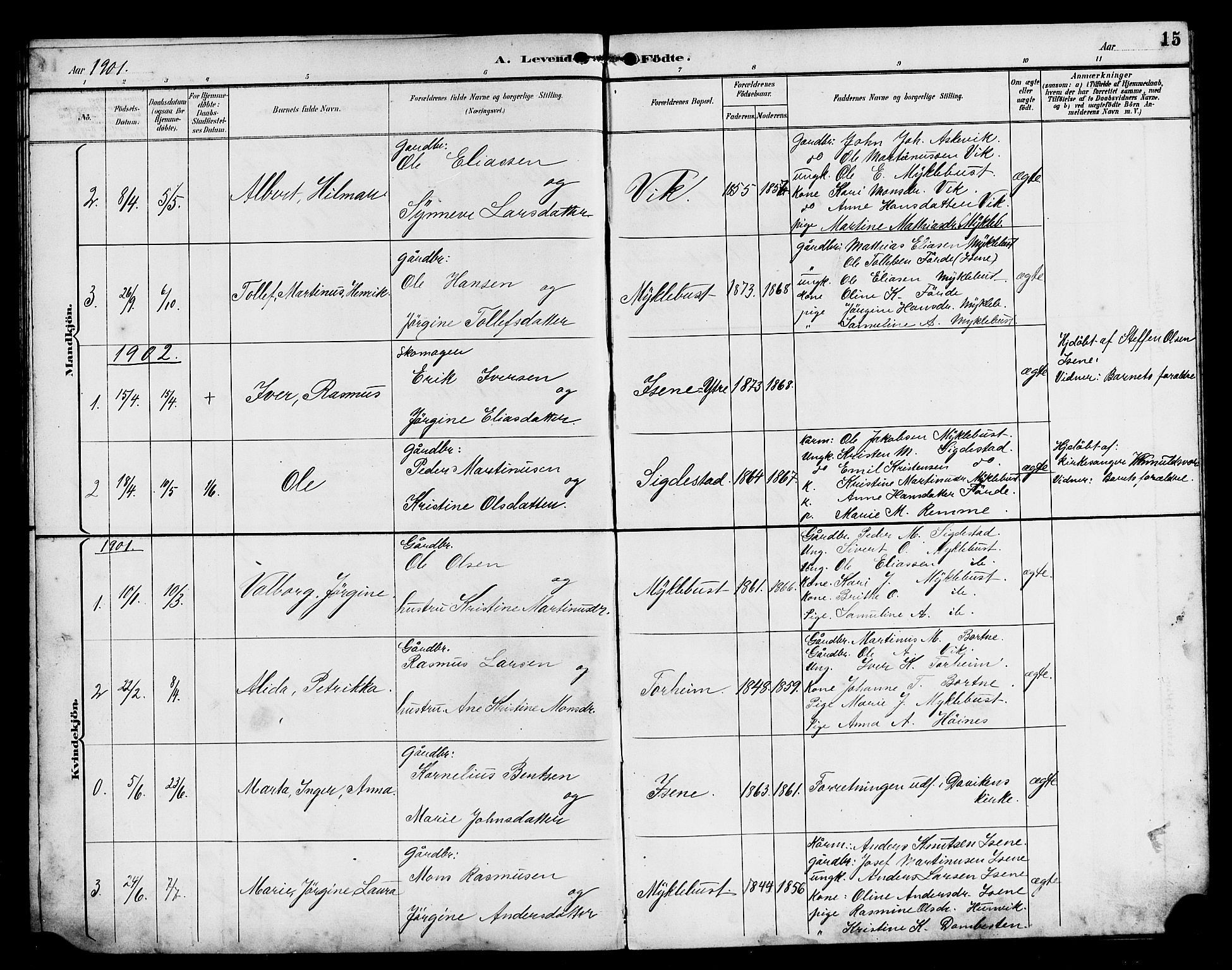 Davik sokneprestembete, SAB/A-79701/H/Hab/Habd/L0002: Parish register (copy) no. D 2, 1890-1919, p. 15