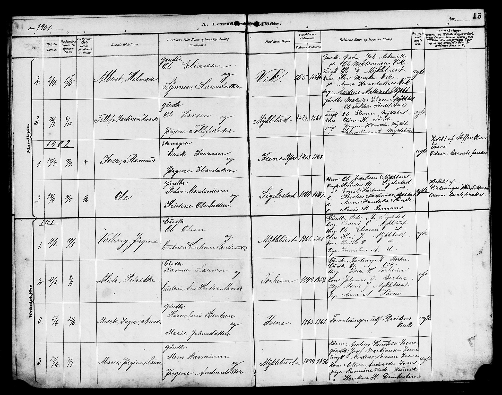 Davik sokneprestembete, AV/SAB-A-79701/H/Hab/Habd/L0002: Parish register (copy) no. D 2, 1890-1919, p. 15