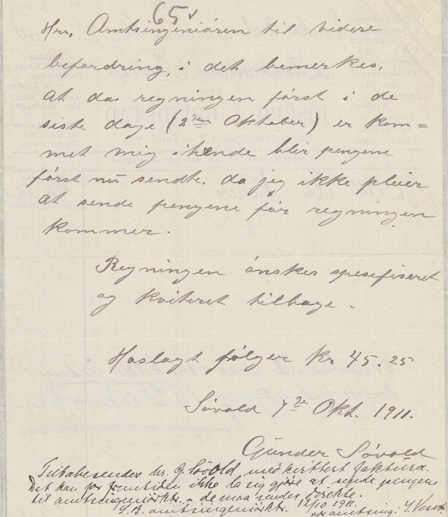 Finnaas kommune. Formannskapet, IKAH/1218a-021/E/Ea/L0001/0001: Rekneskap for veganlegg / Rekneskap for veganlegget Indvær - Stokkabakken, 1910-1915, p. 34