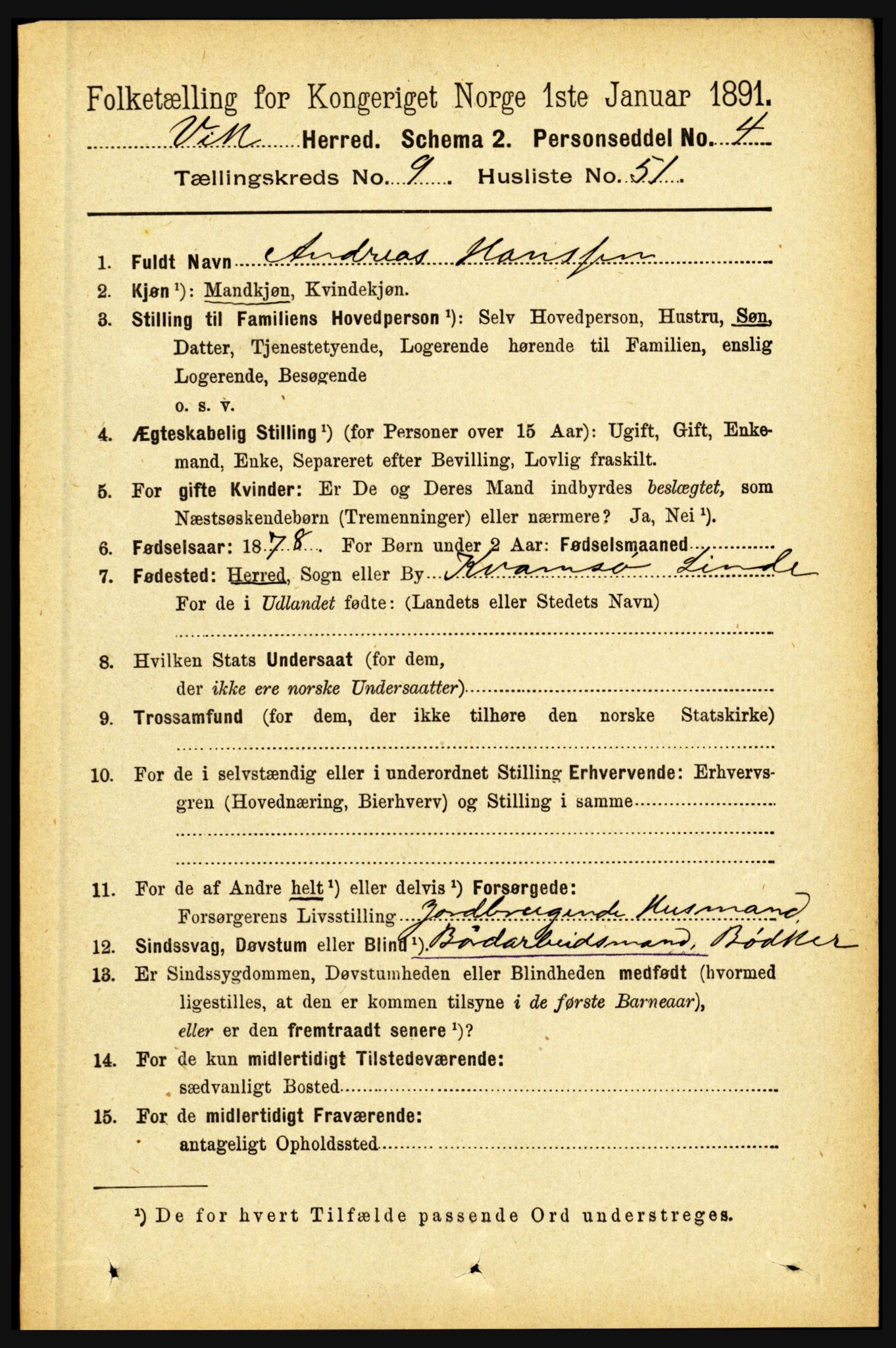 RA, 1891 census for 1417 Vik, 1891, p. 4297