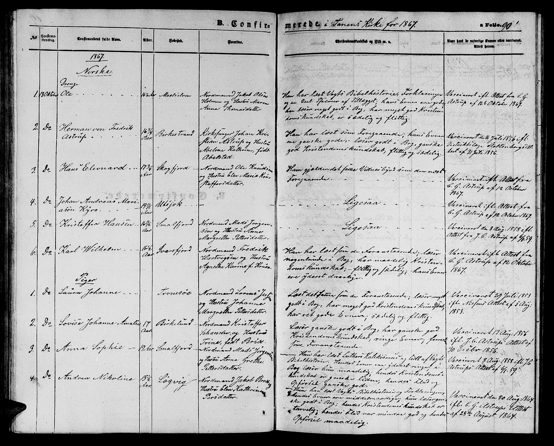 Tana sokneprestkontor, SATØ/S-1334/H/Hb/L0002klokker: Parish register (copy) no. 2 /1, 1866-1877, p. 90