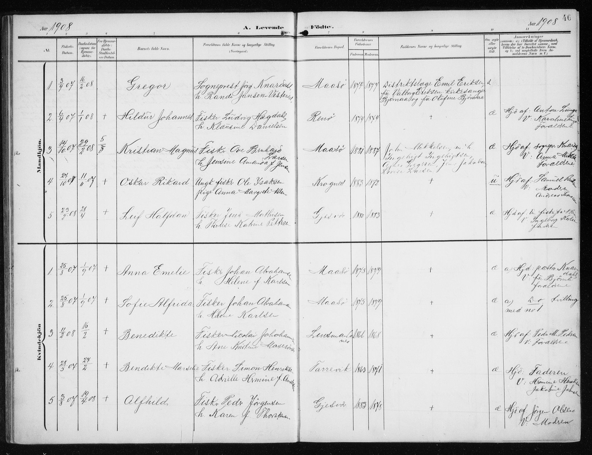 Måsøy sokneprestkontor, AV/SATØ-S-1348/H/Ha/L0009kirke: Parish register (official) no. 9, 1903-1914, p. 46