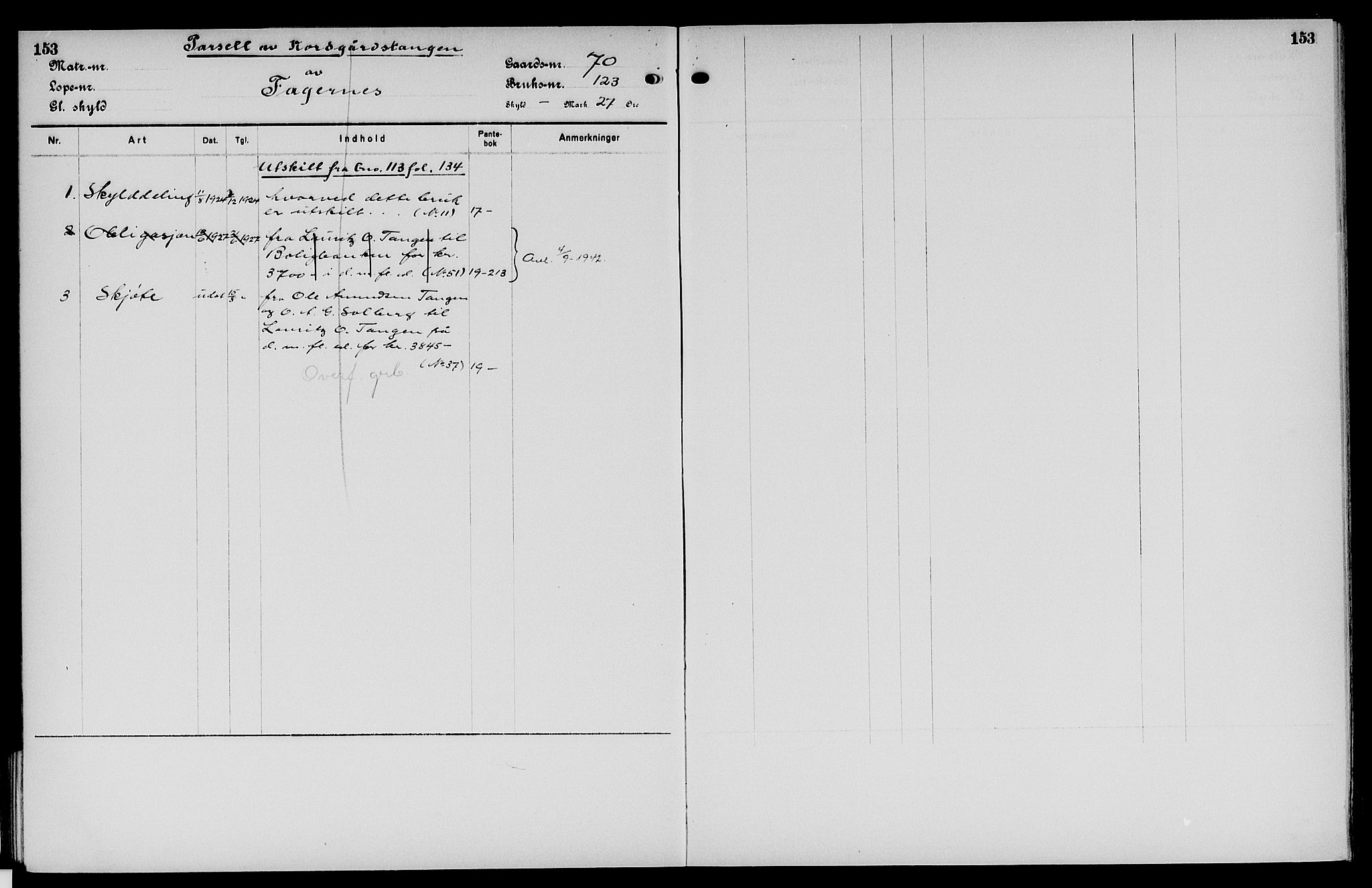 Vinger og Odal sorenskriveri, SAH/TING-022/H/Ha/Hac/Hacc/L0012: Mortgage register no. 3.12, 1923, p. 153