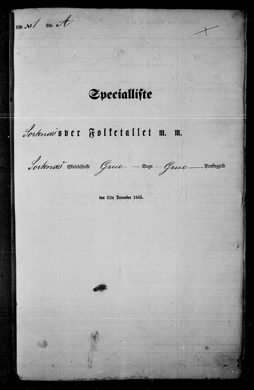 RA, 1865 census for Grue, 1865, p. 27