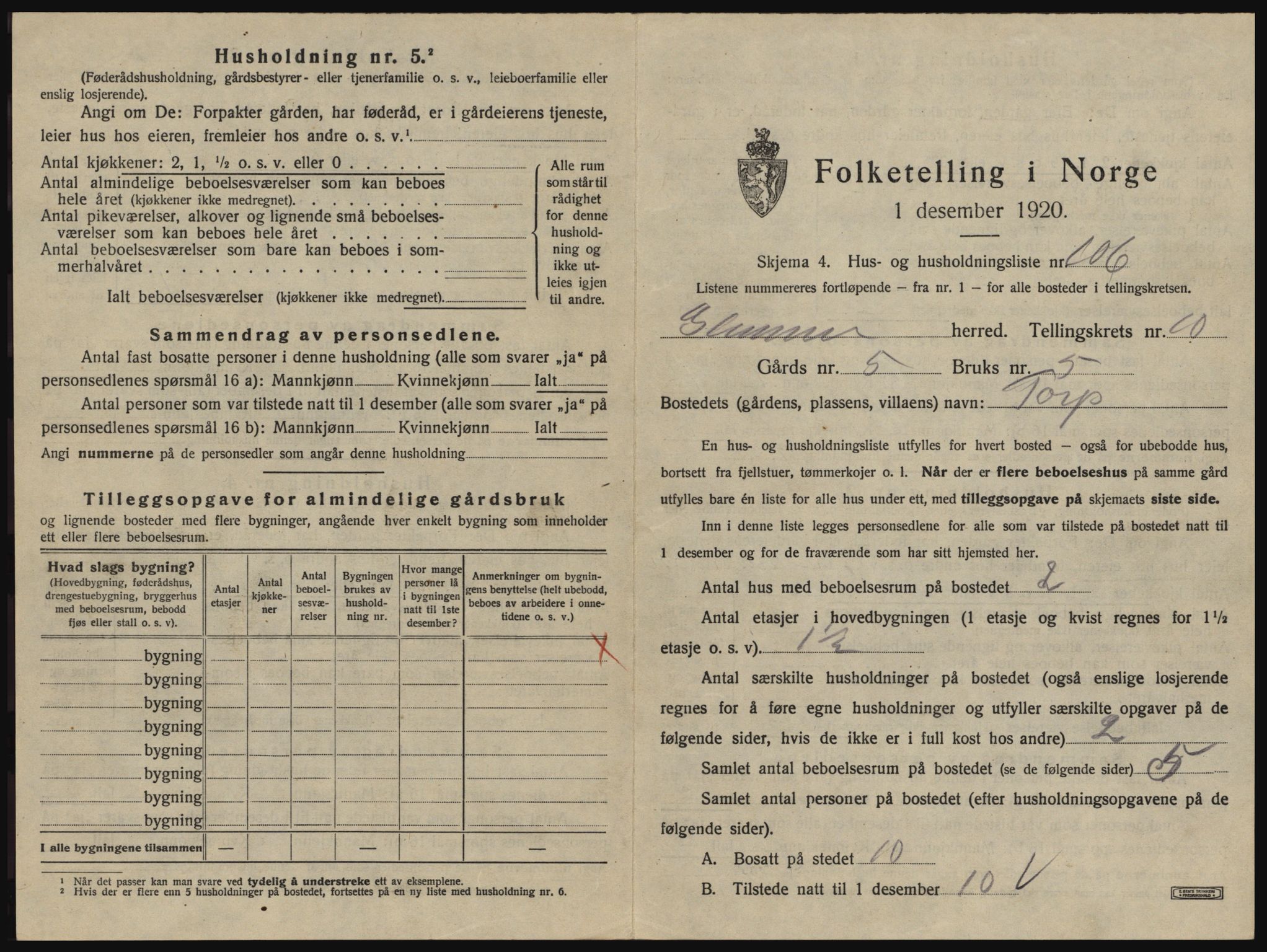 SAO, 1920 census for Glemmen, 1920, p. 2135