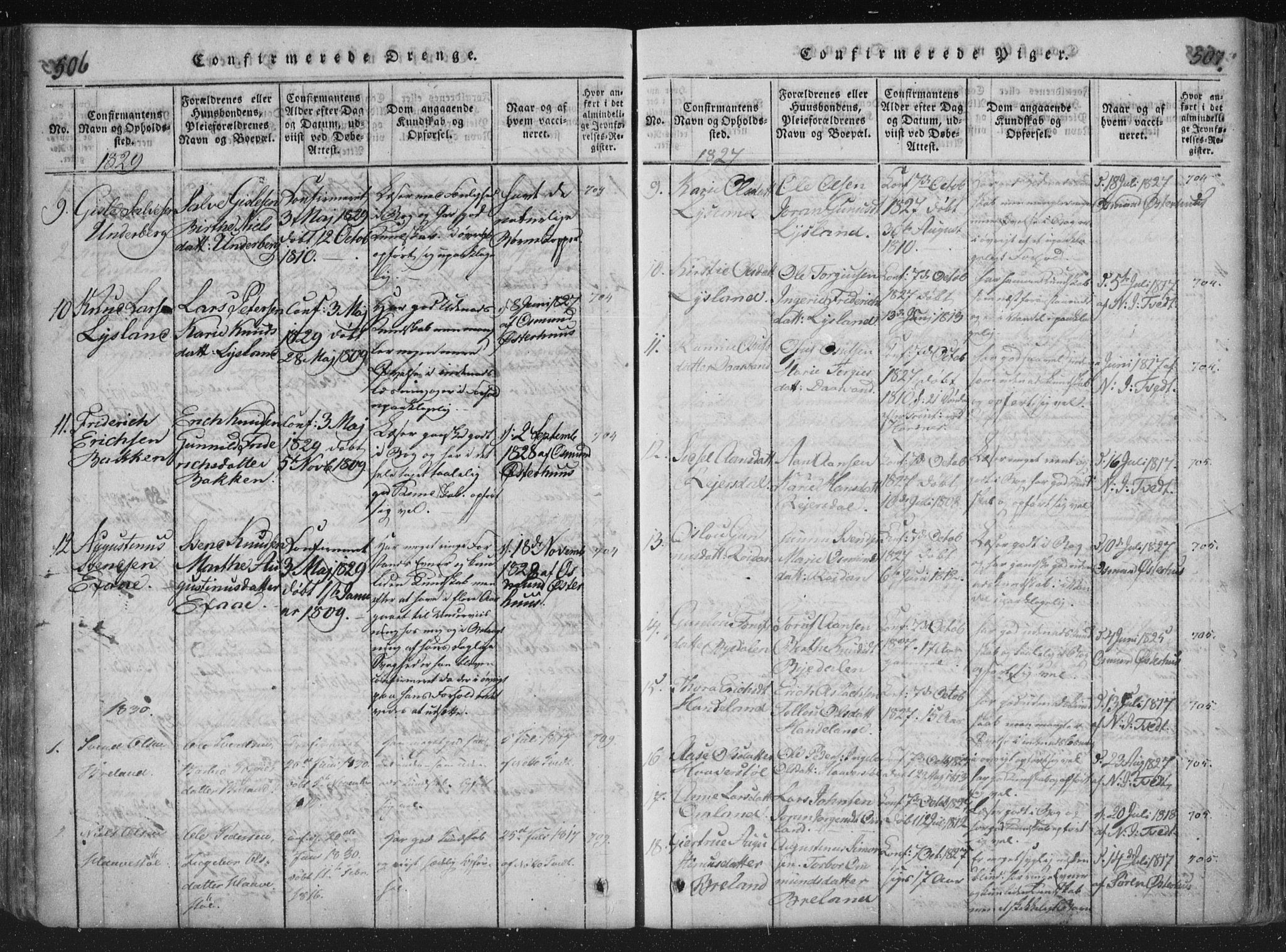 Åseral sokneprestkontor, SAK/1111-0051/F/Fa/L0001: Parish register (official) no. A 1, 1815-1853, p. 506-507