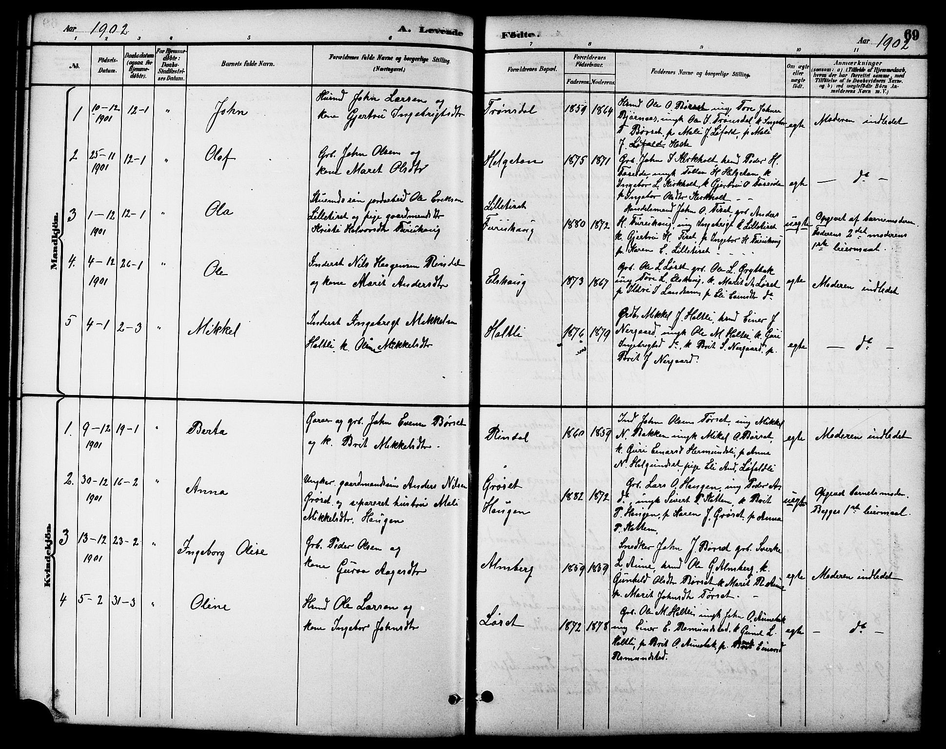 Ministerialprotokoller, klokkerbøker og fødselsregistre - Møre og Romsdal, AV/SAT-A-1454/598/L1078: Parish register (copy) no. 598C03, 1892-1909, p. 69