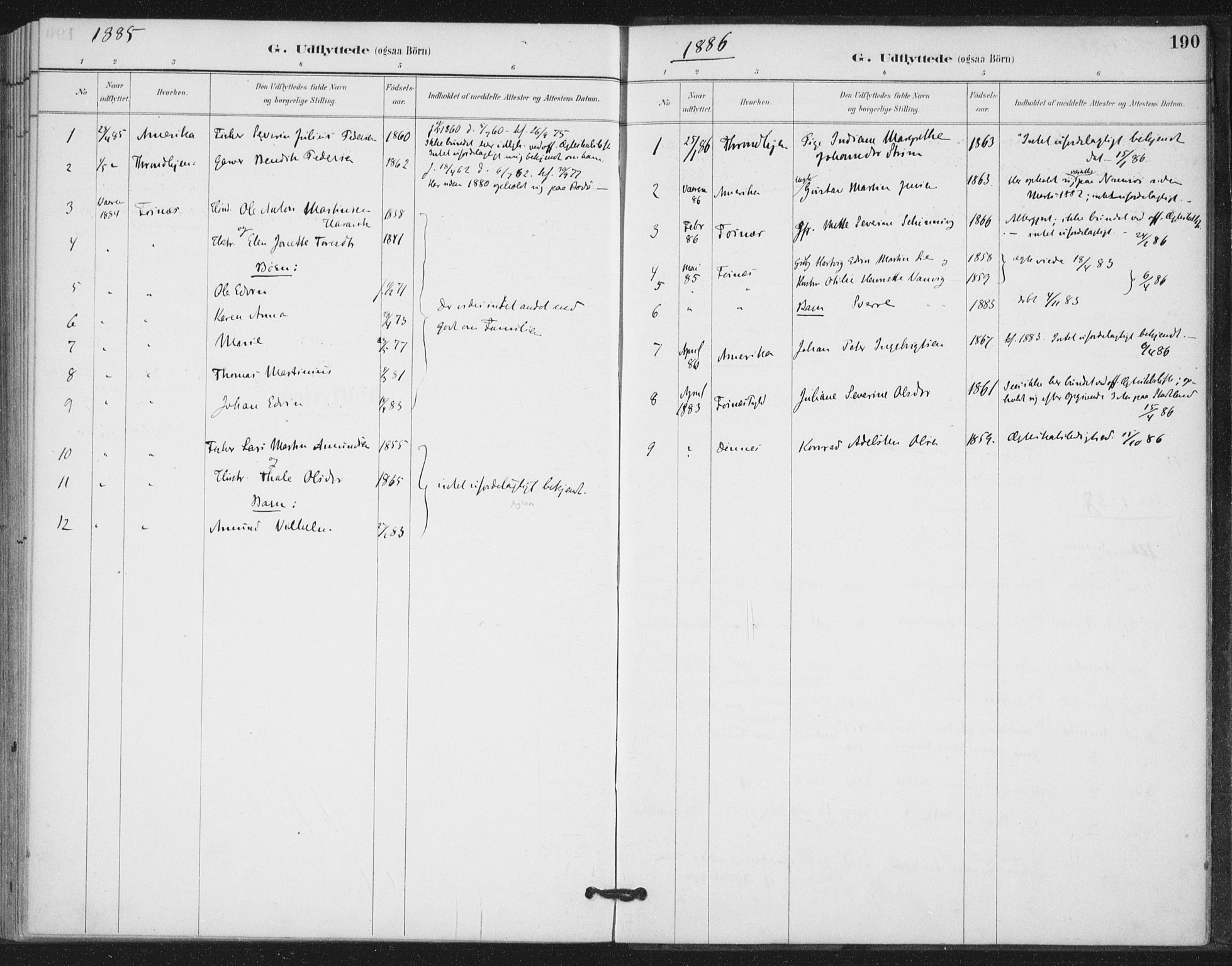 Ministerialprotokoller, klokkerbøker og fødselsregistre - Nord-Trøndelag, SAT/A-1458/772/L0603: Parish register (official) no. 772A01, 1885-1912, p. 190