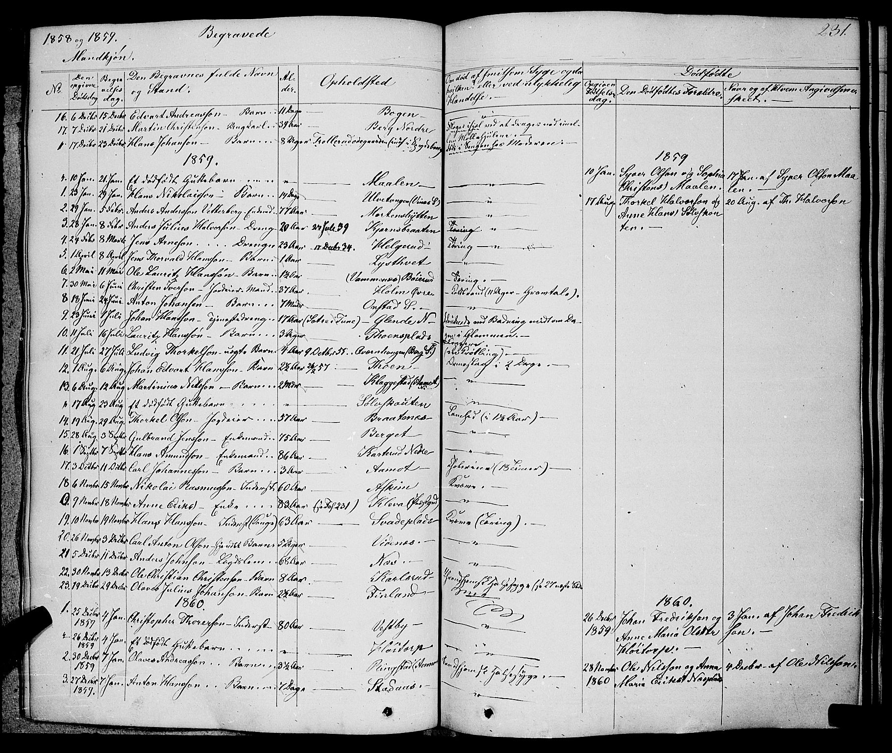 Skiptvet prestekontor Kirkebøker, AV/SAO-A-20009/F/Fa/L0006: Parish register (official) no. 6, 1839-1860, p. 231