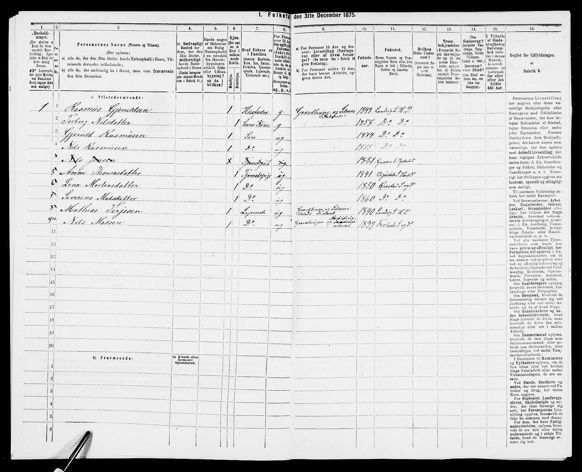 SAK, 1875 census for 0924P Homedal, 1875, p. 1059