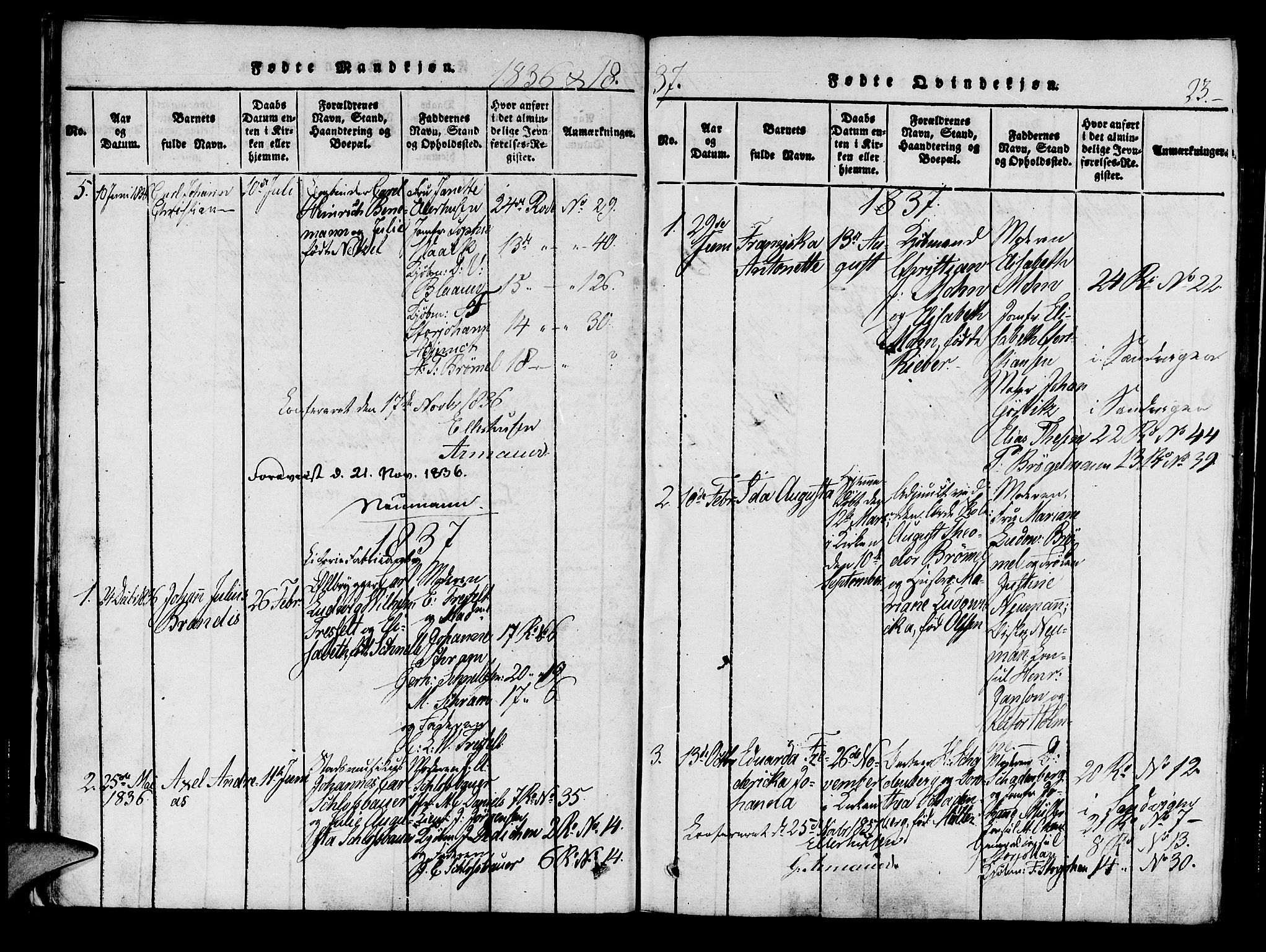 Mariakirken Sokneprestembete, SAB/A-76901/H/Haa/L0005: Parish register (official) no. A 5, 1815-1845, p. 23