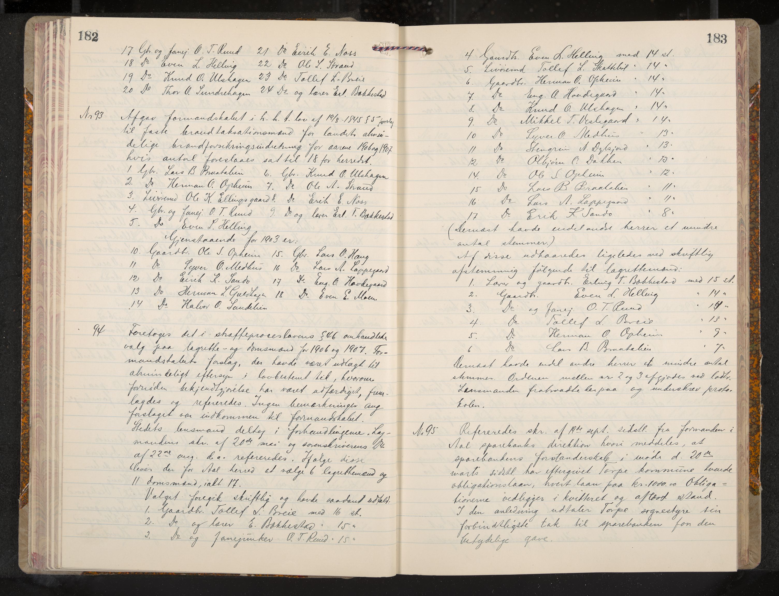 Ål formannskap og sentraladministrasjon, IKAK/0619021/A/Aa/L0005: Utskrift av møtebok, 1902-1910, p. 182-183