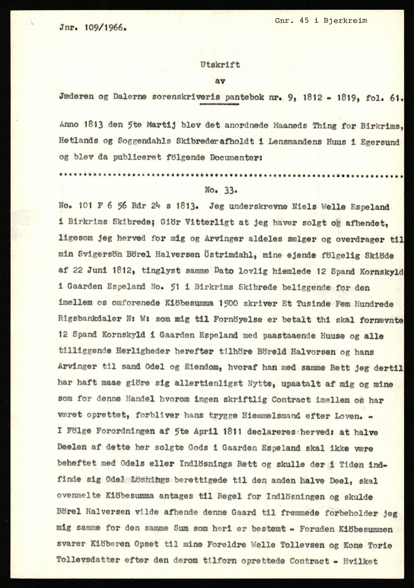 Statsarkivet i Stavanger, SAST/A-101971/03/Y/Yj/L0018: Avskrifter sortert etter gårdsnavn: Engelsvold - Espevold nedre, 1750-1930, p. 456