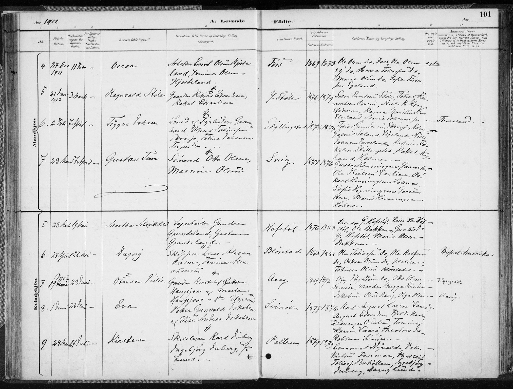 Sør-Audnedal sokneprestkontor, AV/SAK-1111-0039/F/Fa/Fab/L0010: Parish register (official) no. A 10, 1892-1913, p. 101