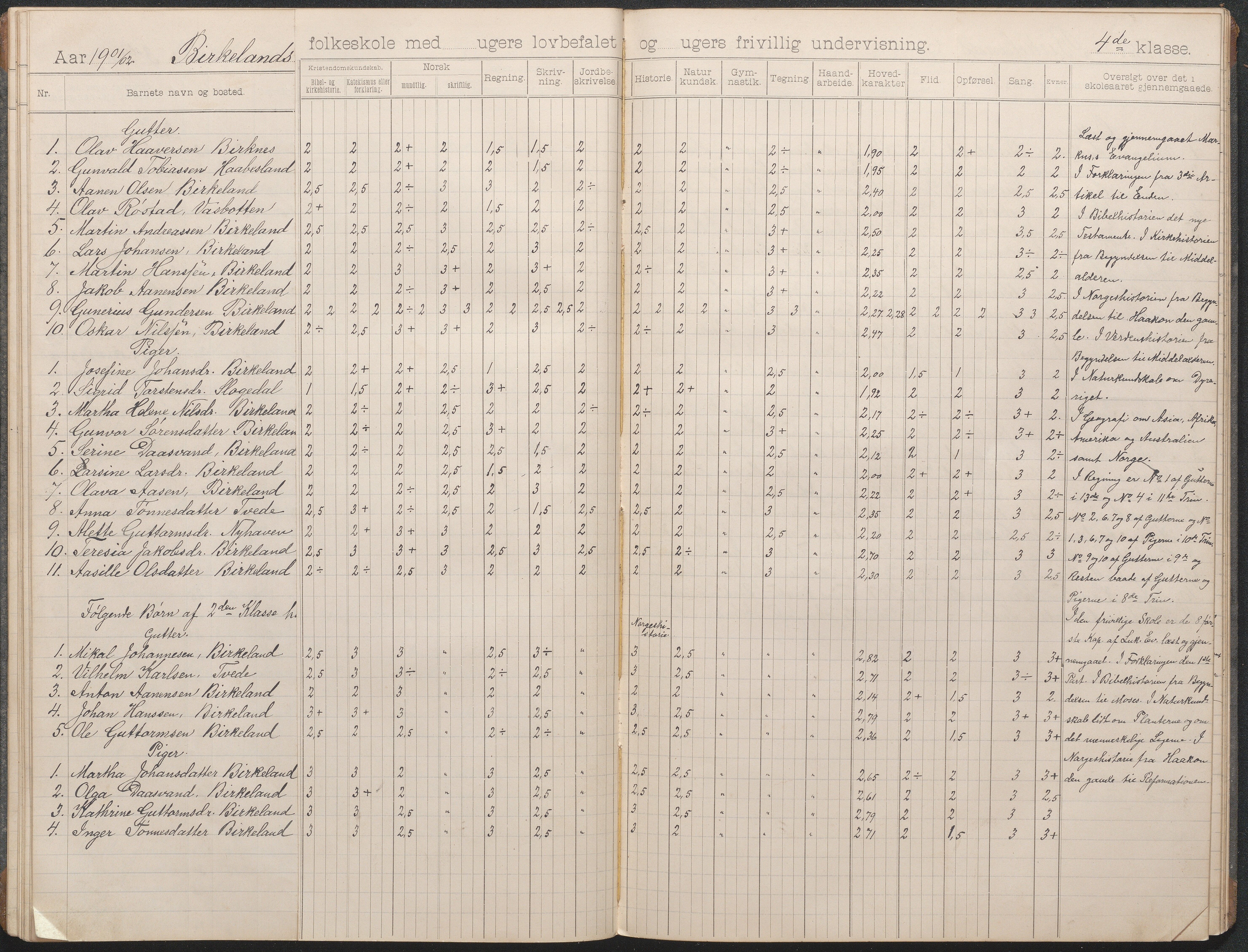 Birkenes kommune, Birkenes krets/Birkeland folkeskole frem til 1991, AAKS/KA0928-550a_91/F02/L0004: Skoleprotokoll, 1896-1907