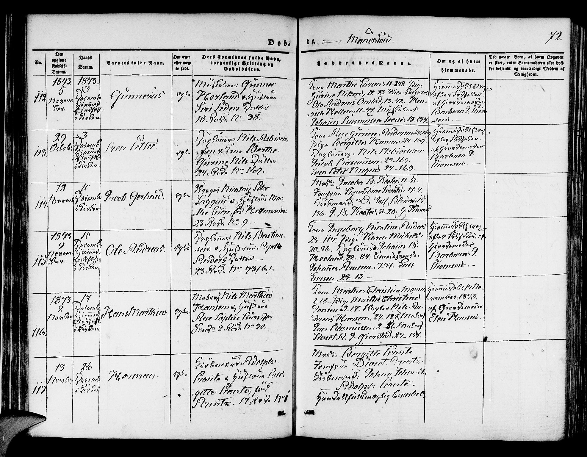 Korskirken sokneprestembete, AV/SAB-A-76101/H/Hab: Parish register (copy) no. B 1, 1839-1847, p. 72