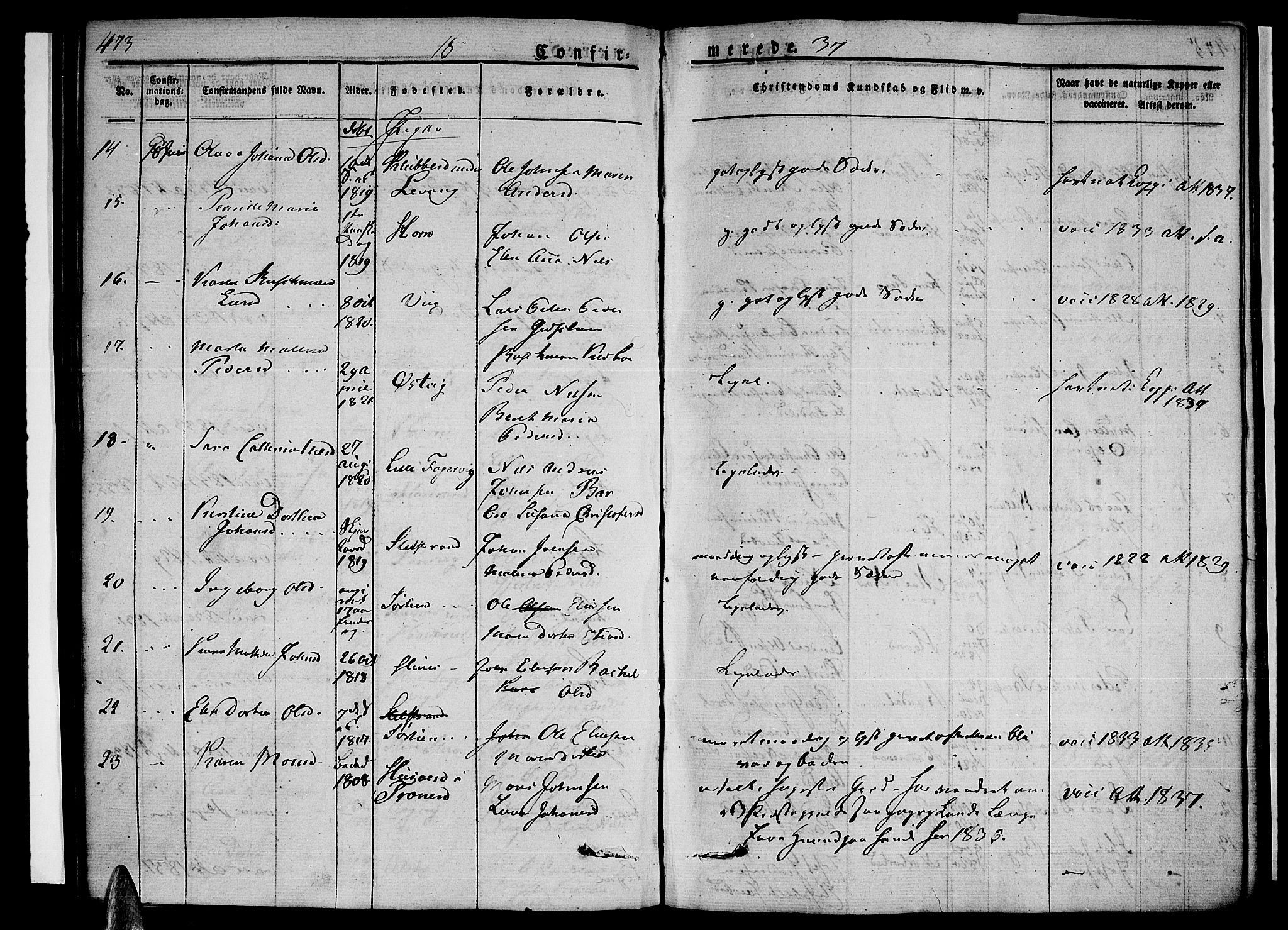 Ministerialprotokoller, klokkerbøker og fødselsregistre - Nordland, SAT/A-1459/838/L0548: Parish register (official) no. 838A06, 1829-1839, p. 473-474