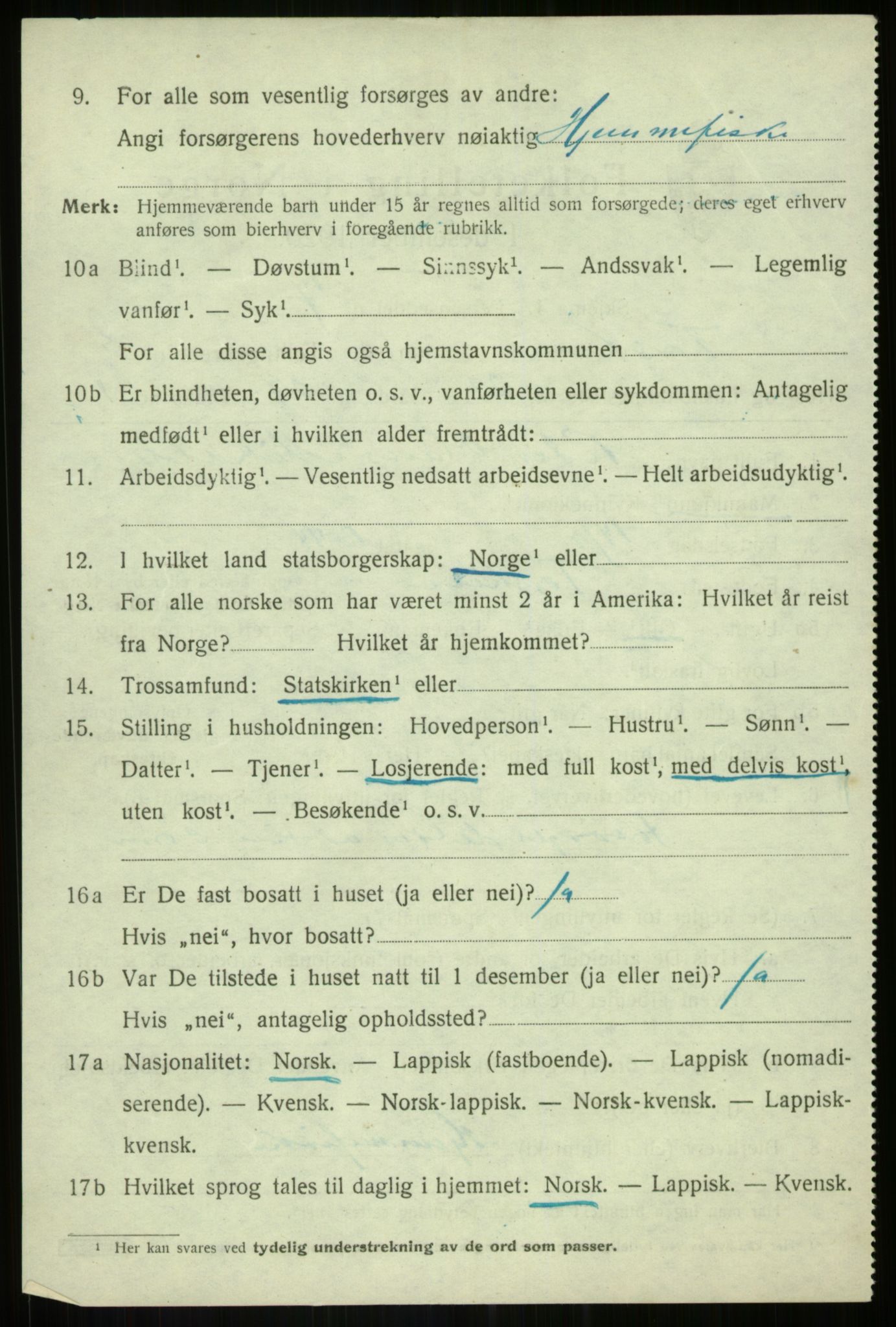 SATØ, 1920 census for Torsken, 1920, p. 2376