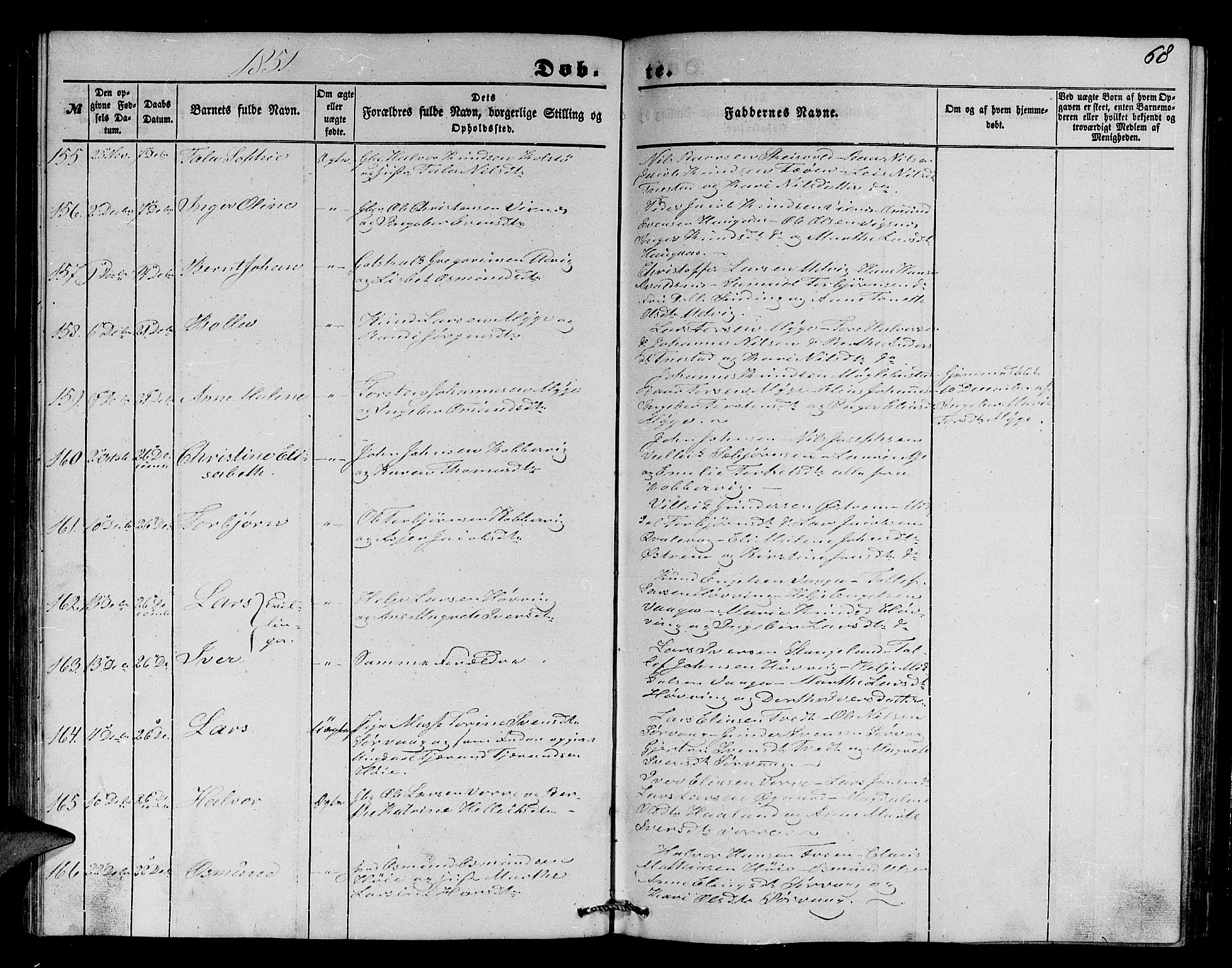 Avaldsnes sokneprestkontor, SAST/A -101851/H/Ha/Hab/L0002: Parish register (copy) no. B 2, 1848-1856, p. 68