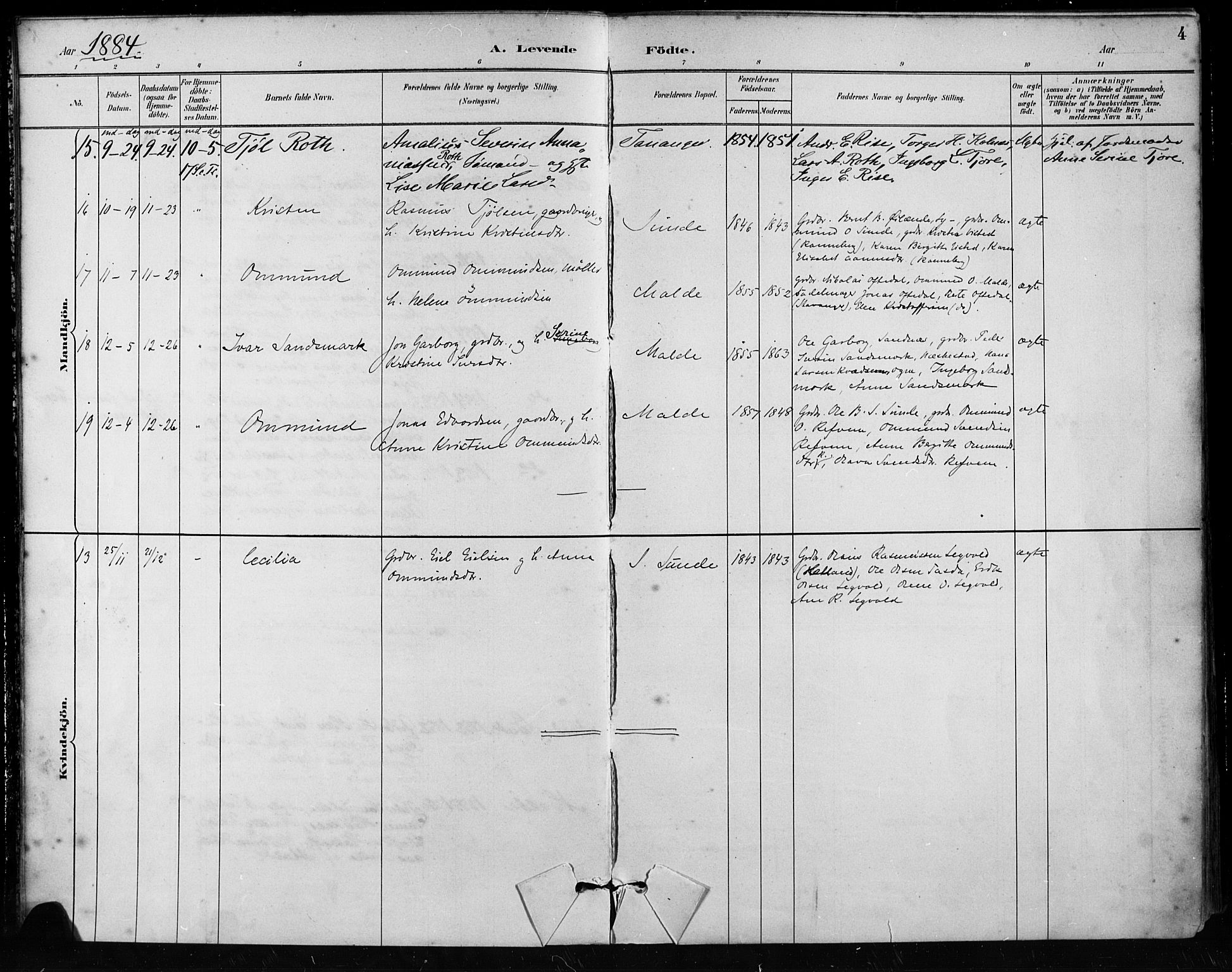 Håland sokneprestkontor, AV/SAST-A-101802/001/30BA/L0011: Parish register (official) no. A 10, 1883-1900, p. 4