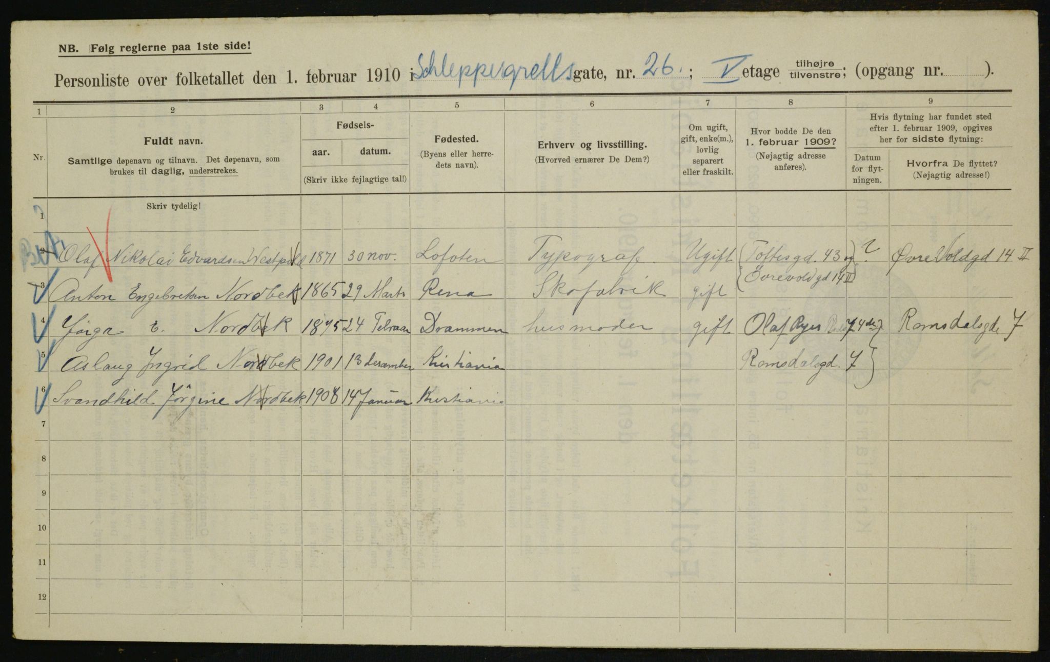 OBA, Municipal Census 1910 for Kristiania, 1910, p. 86264