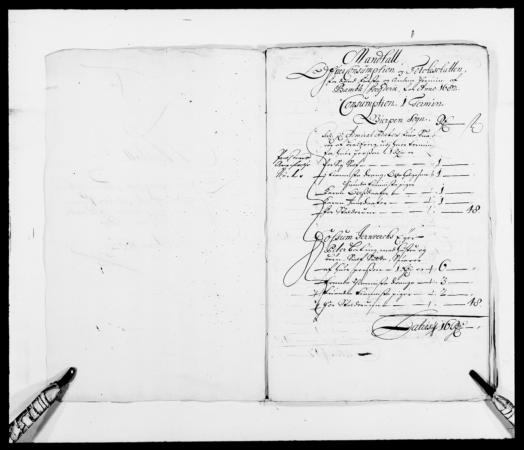 Rentekammeret inntil 1814, Reviderte regnskaper, Fogderegnskap, RA/EA-4092/R34/L2046: Fogderegnskap Bamble, 1682-1683, p. 153