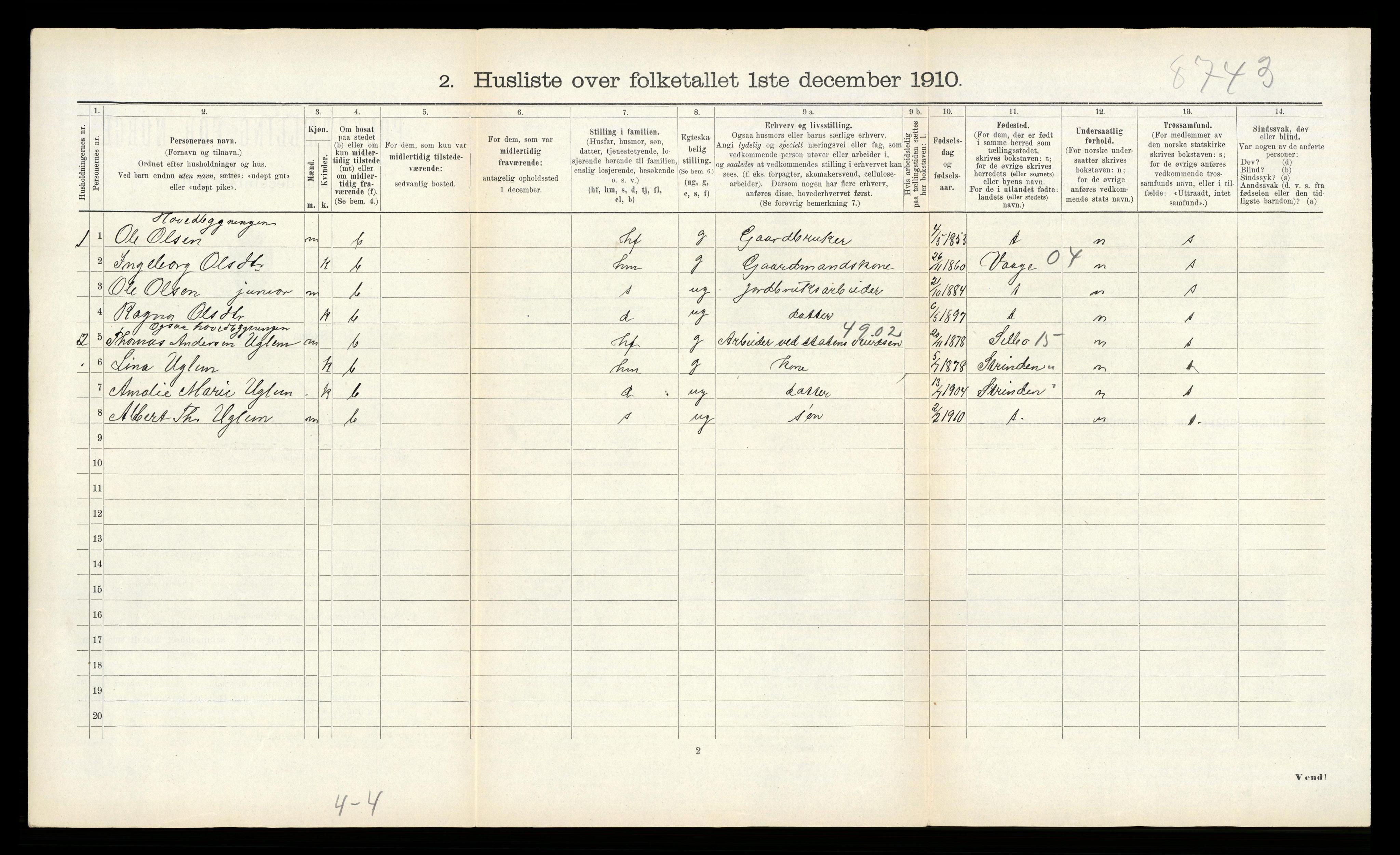 RA, 1910 census for Oppdal, 1910, p. 804