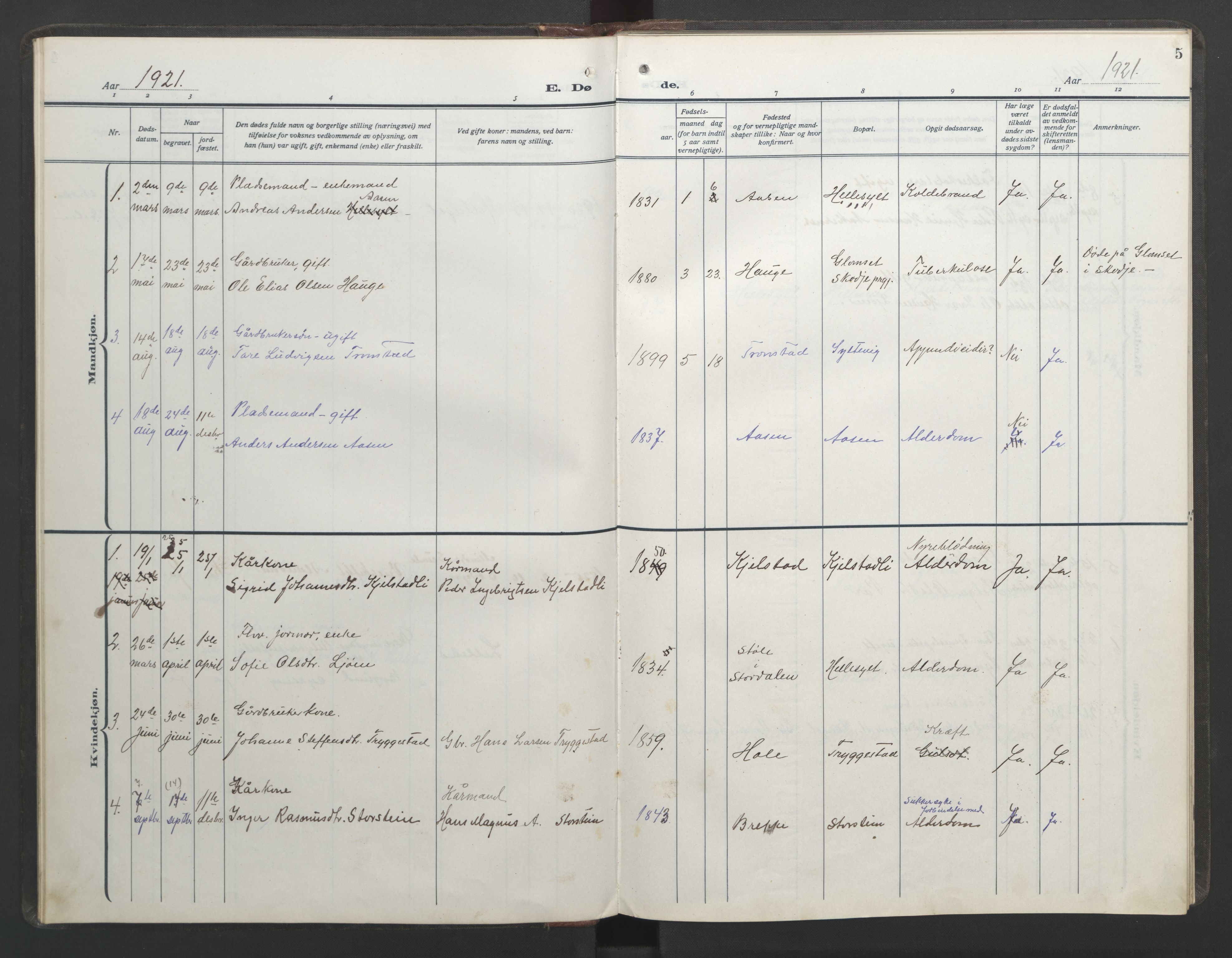 Ministerialprotokoller, klokkerbøker og fødselsregistre - Møre og Romsdal, SAT/A-1454/517/L0233: Parish register (copy) no. 517C06, 1919-1945, p. 5