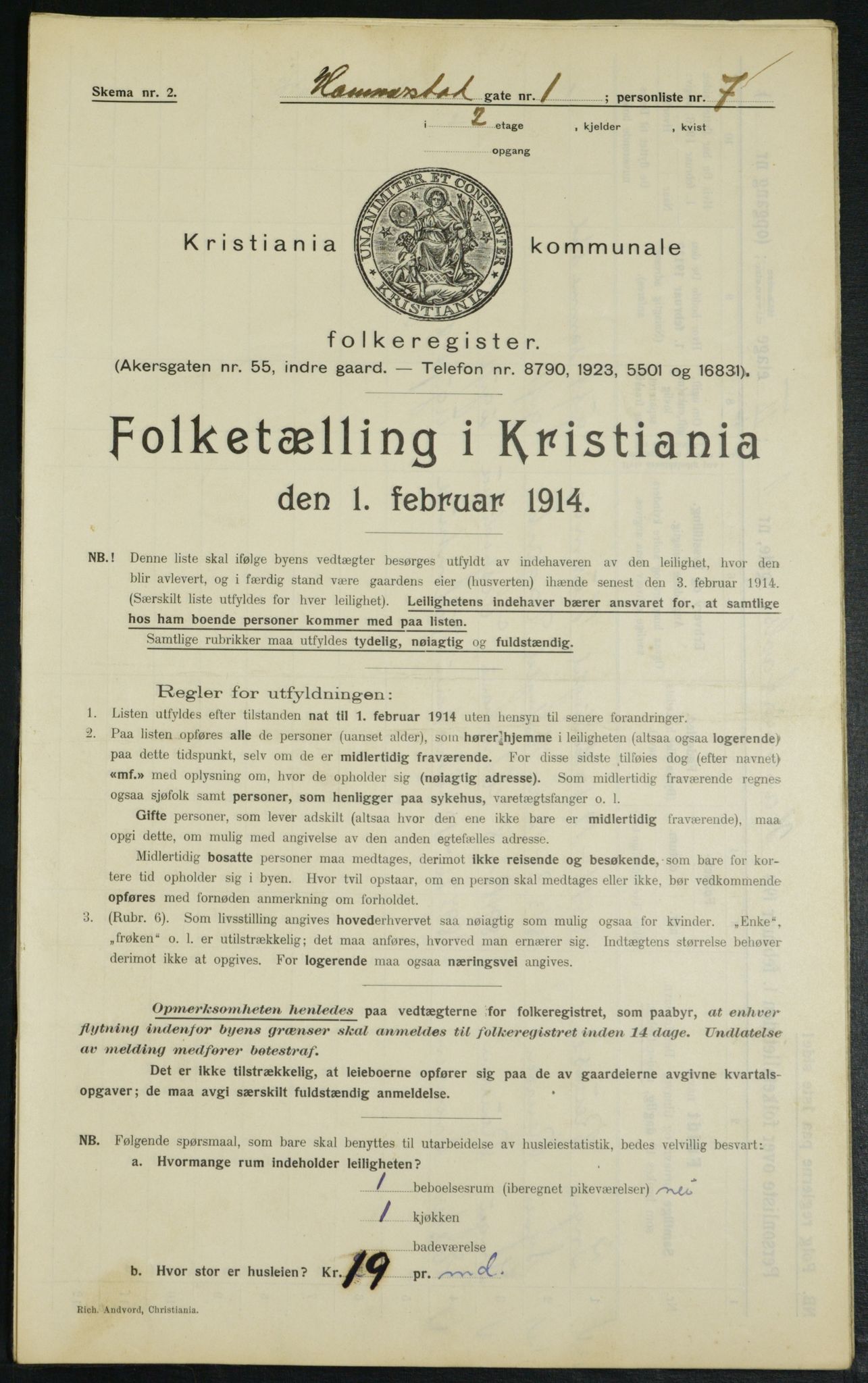 OBA, Municipal Census 1914 for Kristiania, 1914, p. 34599