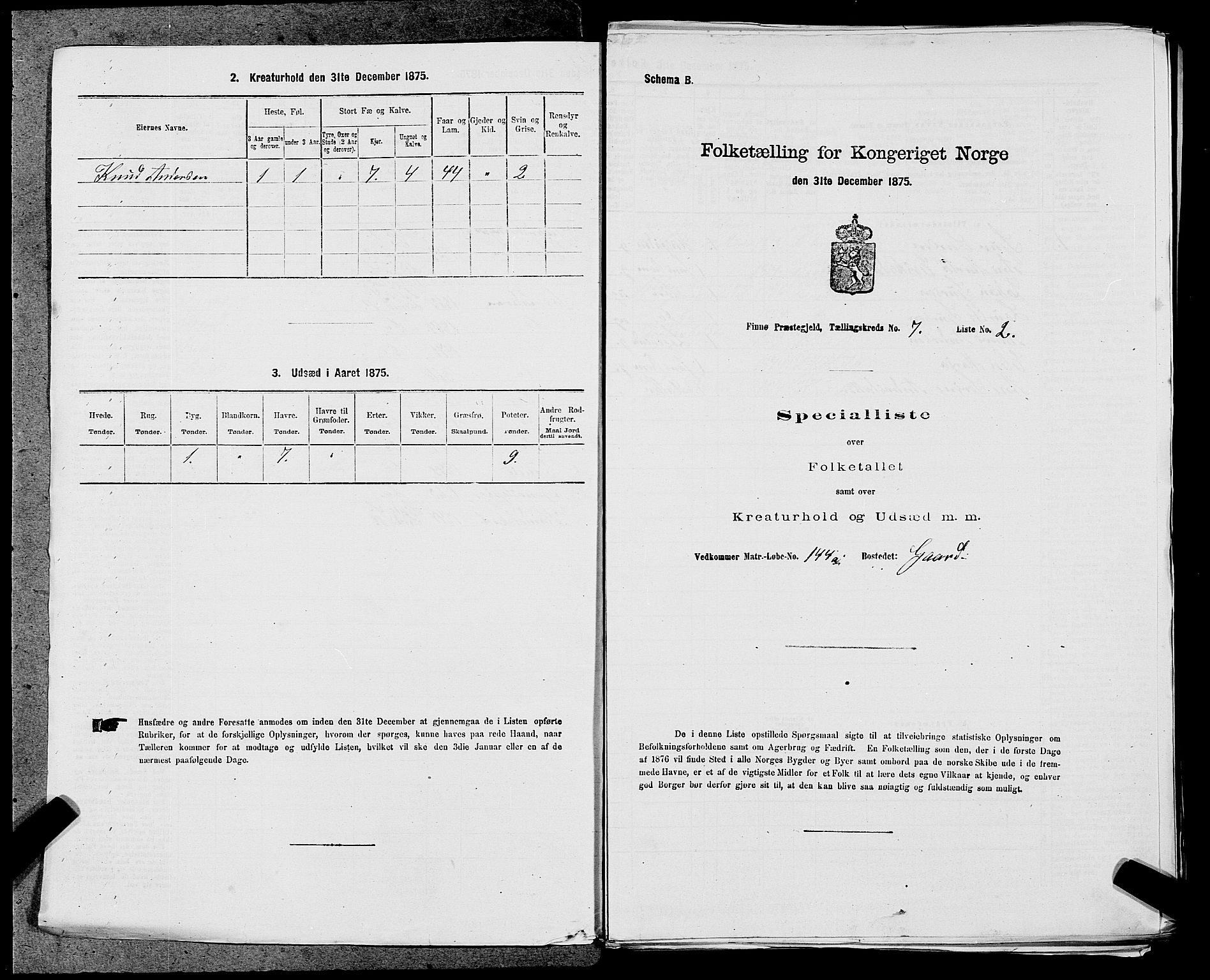 SAST, 1875 census for 1141P Finnøy, 1875, p. 611