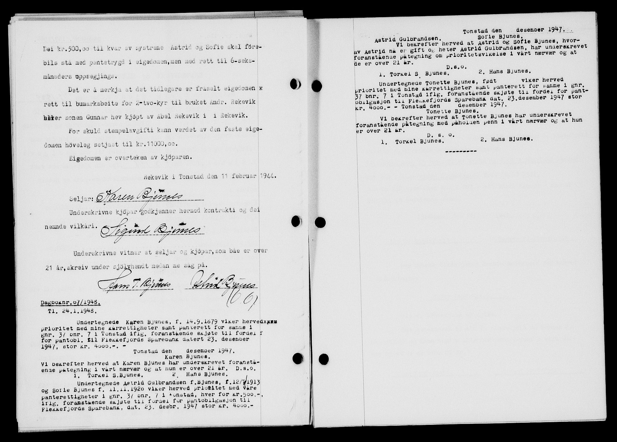 Flekkefjord sorenskriveri, SAK/1221-0001/G/Gb/Gba/L0059: Mortgage book no. A-7, 1944-1945, Diary no: : 167/1944