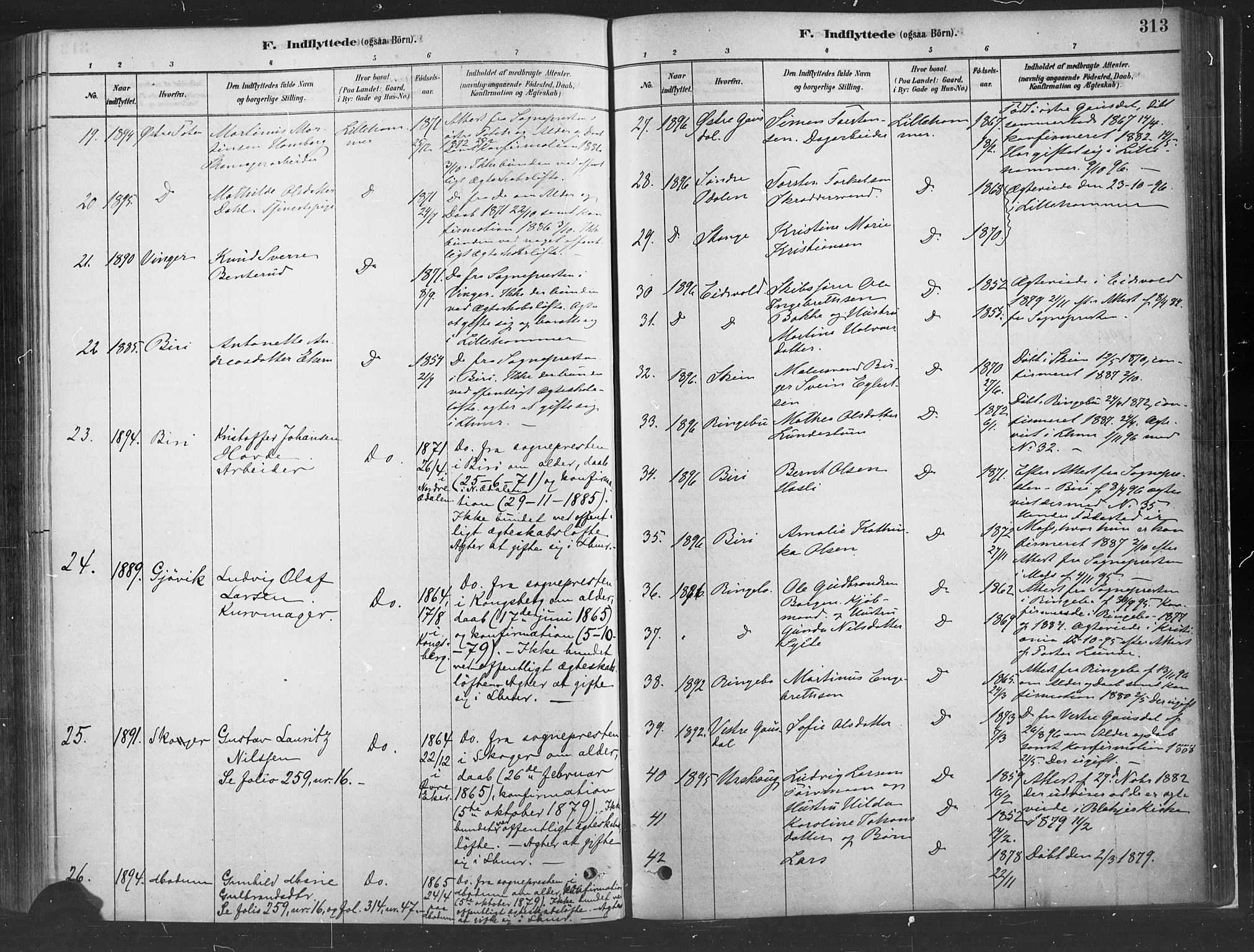 Fåberg prestekontor, AV/SAH-PREST-086/H/Ha/Haa/L0010: Parish register (official) no. 10, 1879-1900, p. 313