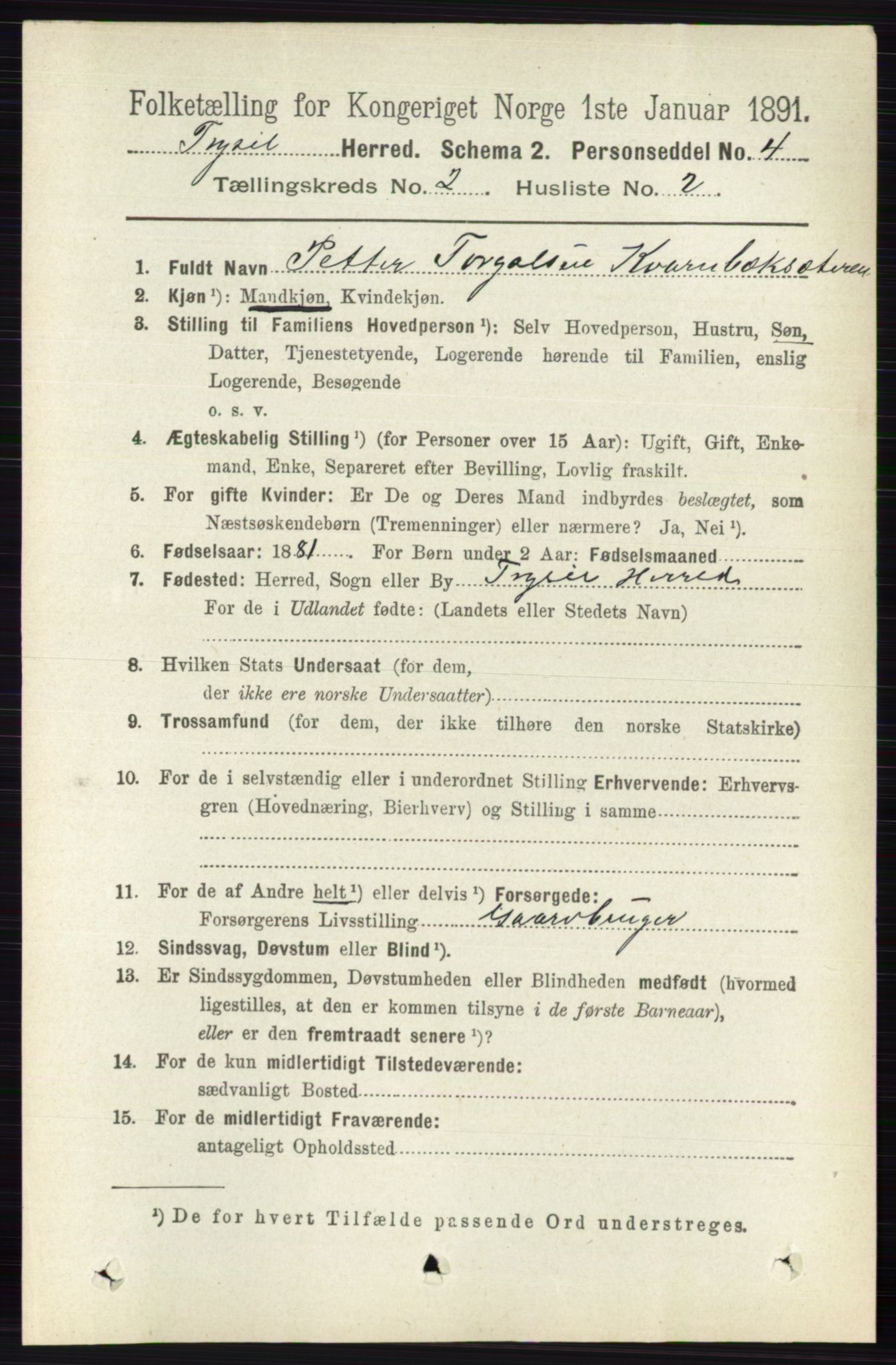 RA, 1891 census for 0428 Trysil, 1891, p. 736