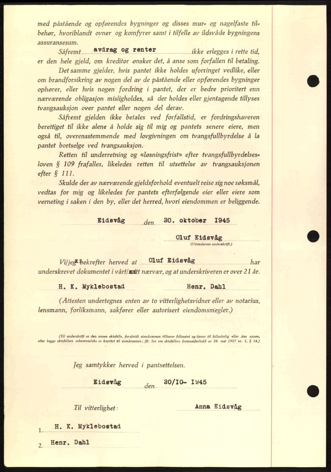 Romsdal sorenskriveri, AV/SAT-A-4149/1/2/2C: Mortgage book no. B2, 1939-1945, Diary no: : 1182/1945