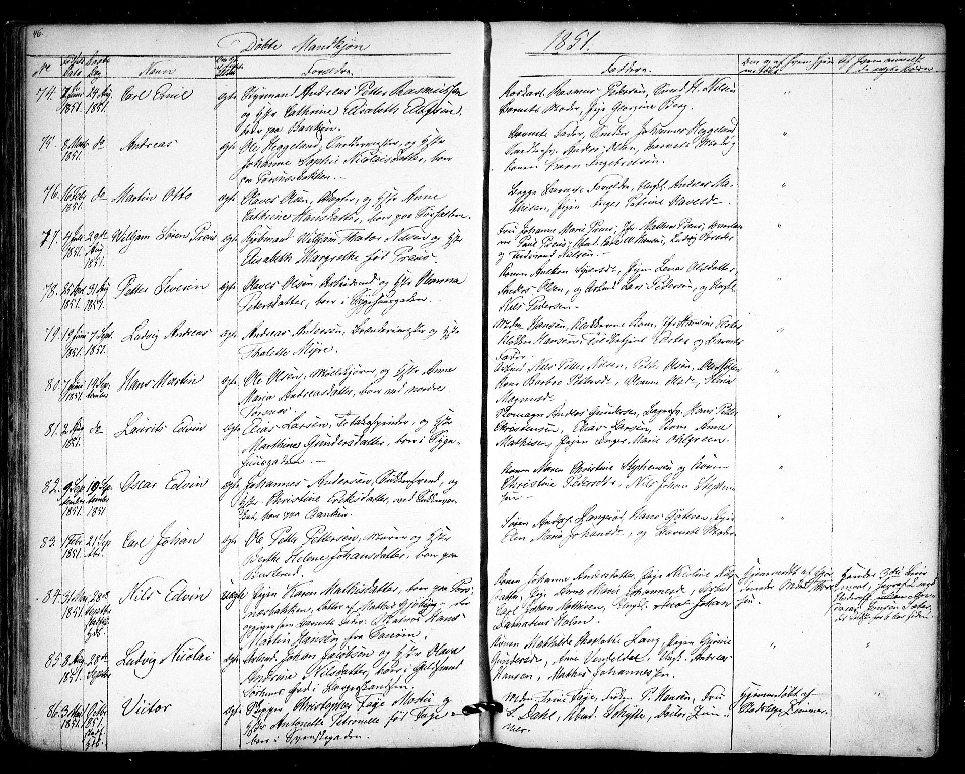 Halden prestekontor Kirkebøker, AV/SAO-A-10909/F/Fa/L0006: Parish register (official) no. I 6, 1845-1856, p. 46