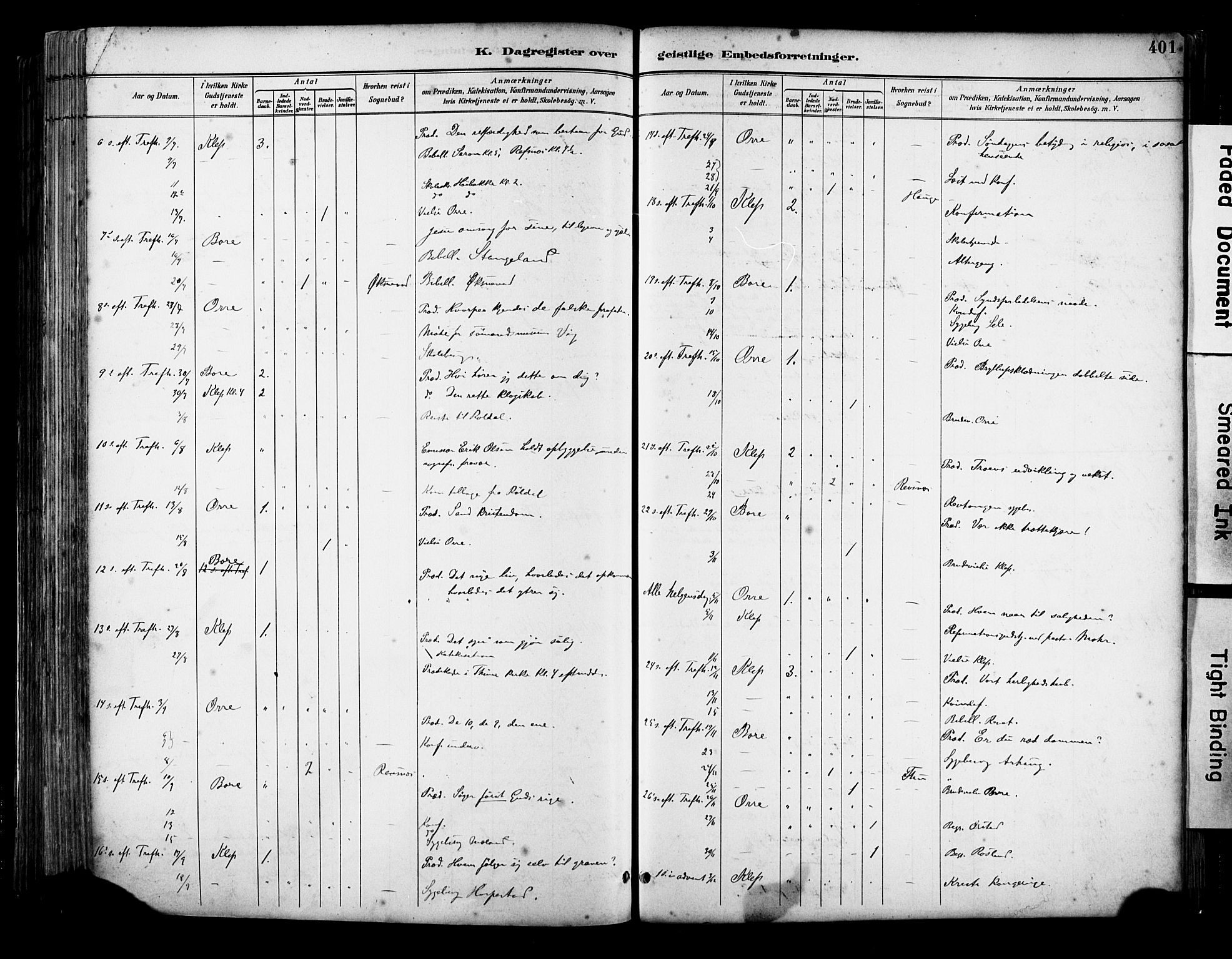 Klepp sokneprestkontor, SAST/A-101803/001/3/30BA/L0009: Parish register (official) no. A 7, 1886-1915, p. 401