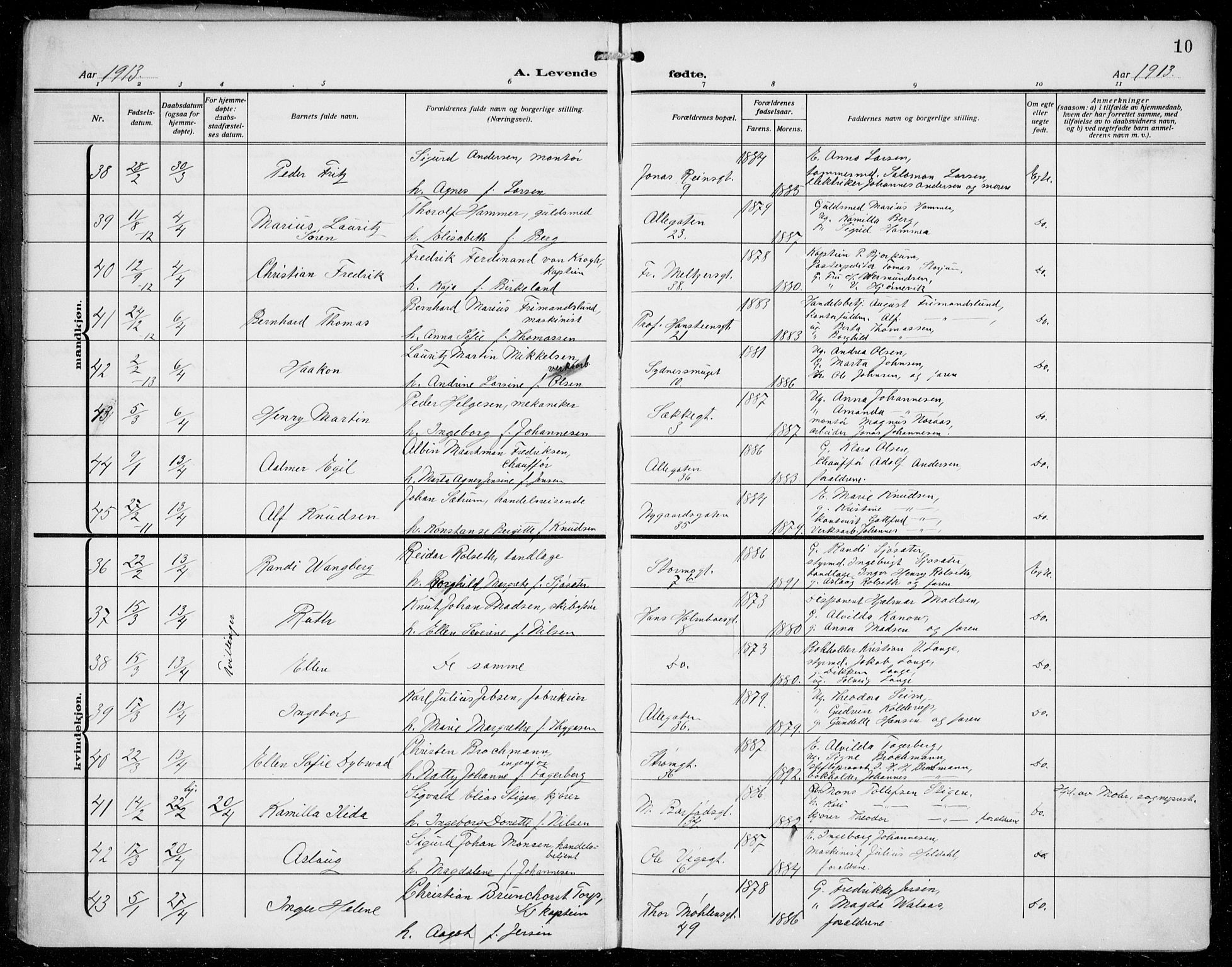 Johanneskirken sokneprestembete, AV/SAB-A-76001/H/Hab: Parish register (copy) no. A 3, 1913-1934, p. 10