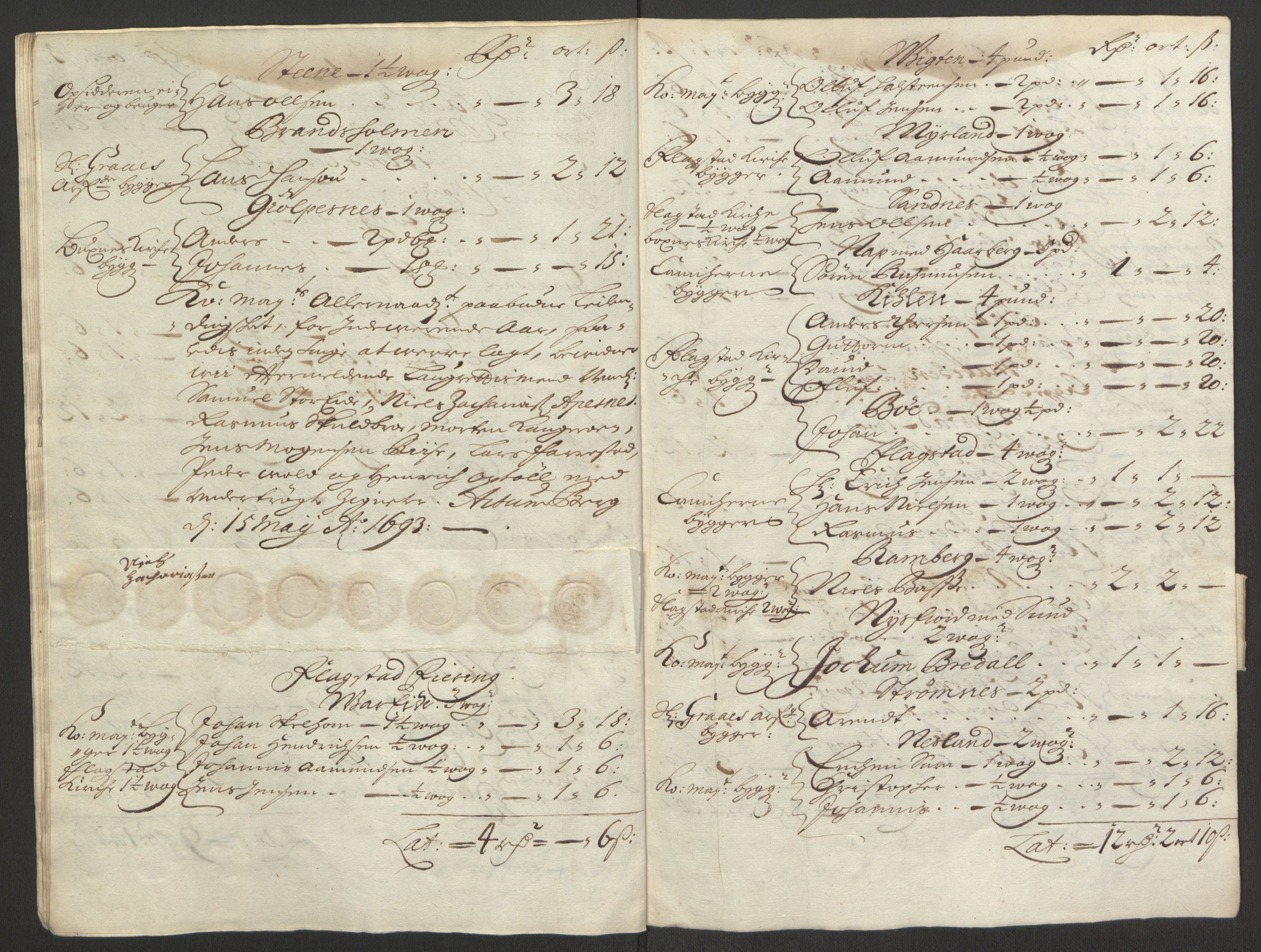 Rentekammeret inntil 1814, Reviderte regnskaper, Fogderegnskap, AV/RA-EA-4092/R67/L4675: Fogderegnskap Vesterålen, Andenes og Lofoten, 1691-1693, p. 241