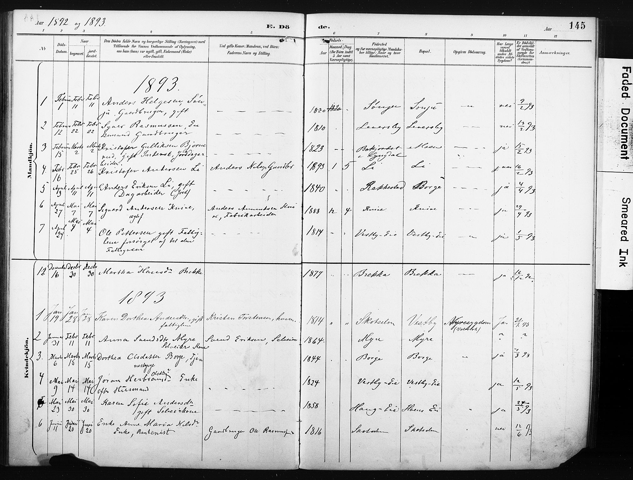 Eiker kirkebøker, AV/SAKO-A-4/F/Fc/L0002: Parish register (official) no. III 2, 1889-1897, p. 145