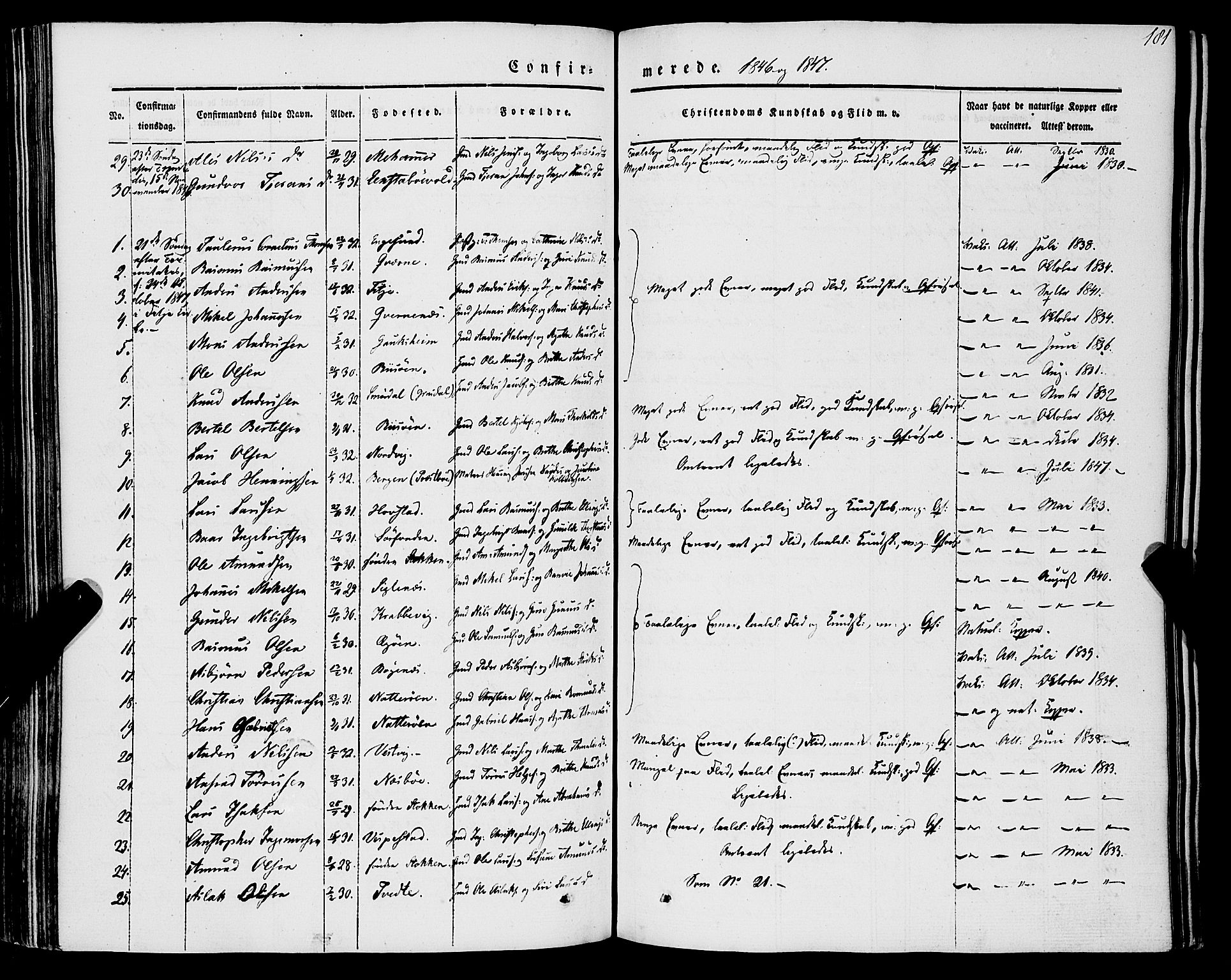 Stord sokneprestembete, AV/SAB-A-78201/H/Haa: Parish register (official) no. A 7, 1841-1861, p. 181