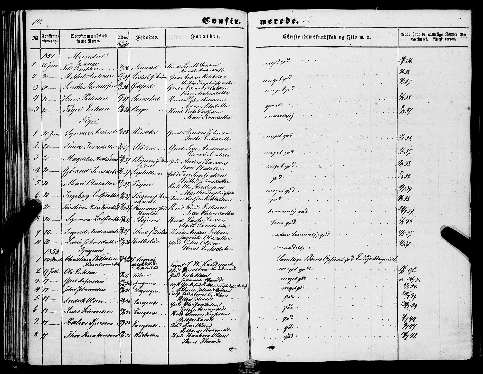 Balestrand sokneprestembete, AV/SAB-A-79601/H/Haa/Haaa/L0002: Parish register (official) no. A 2, 1847-1866, p. 110